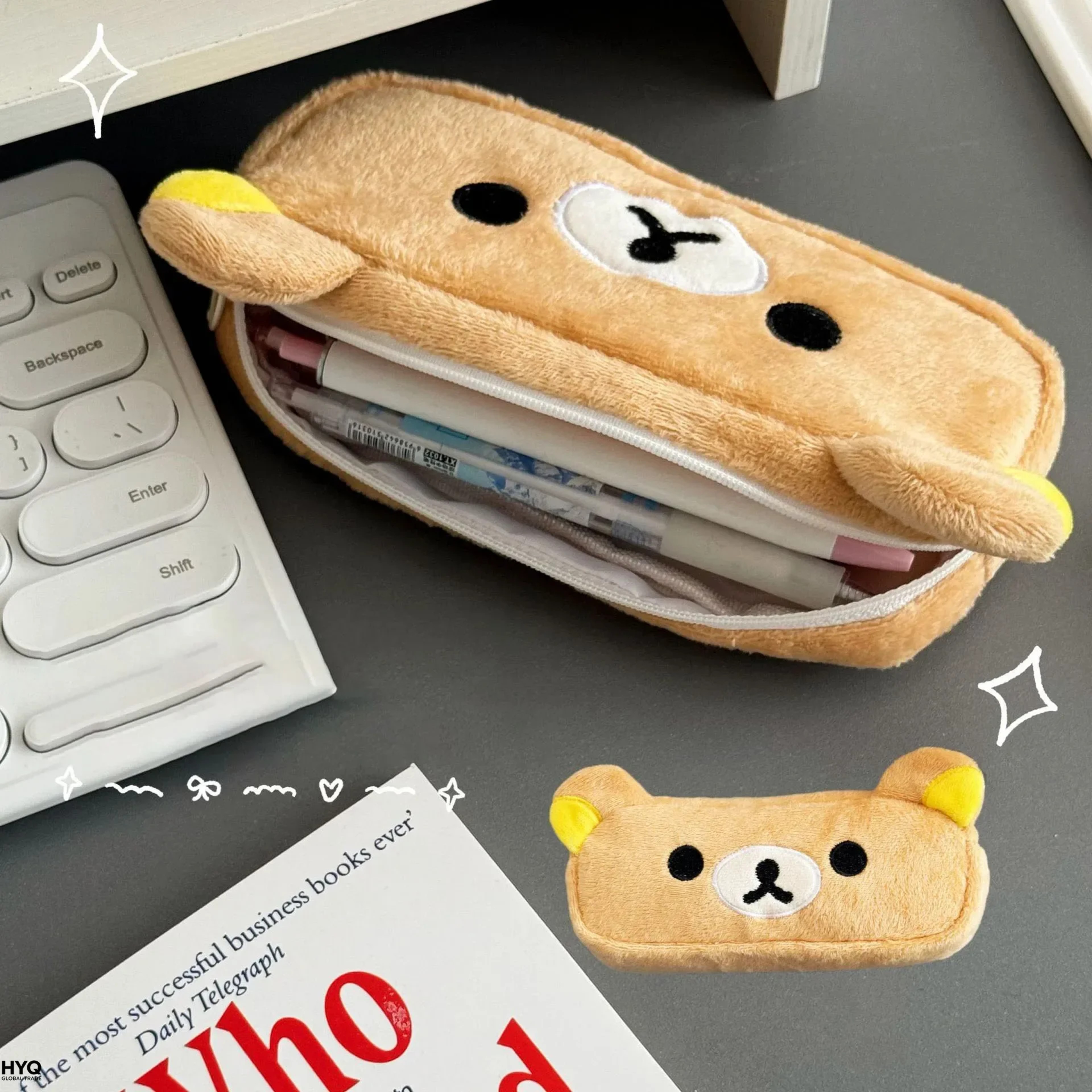 Cute Cartoon Bear Fabric Pencil Bag for School and Office Supplies – view 6