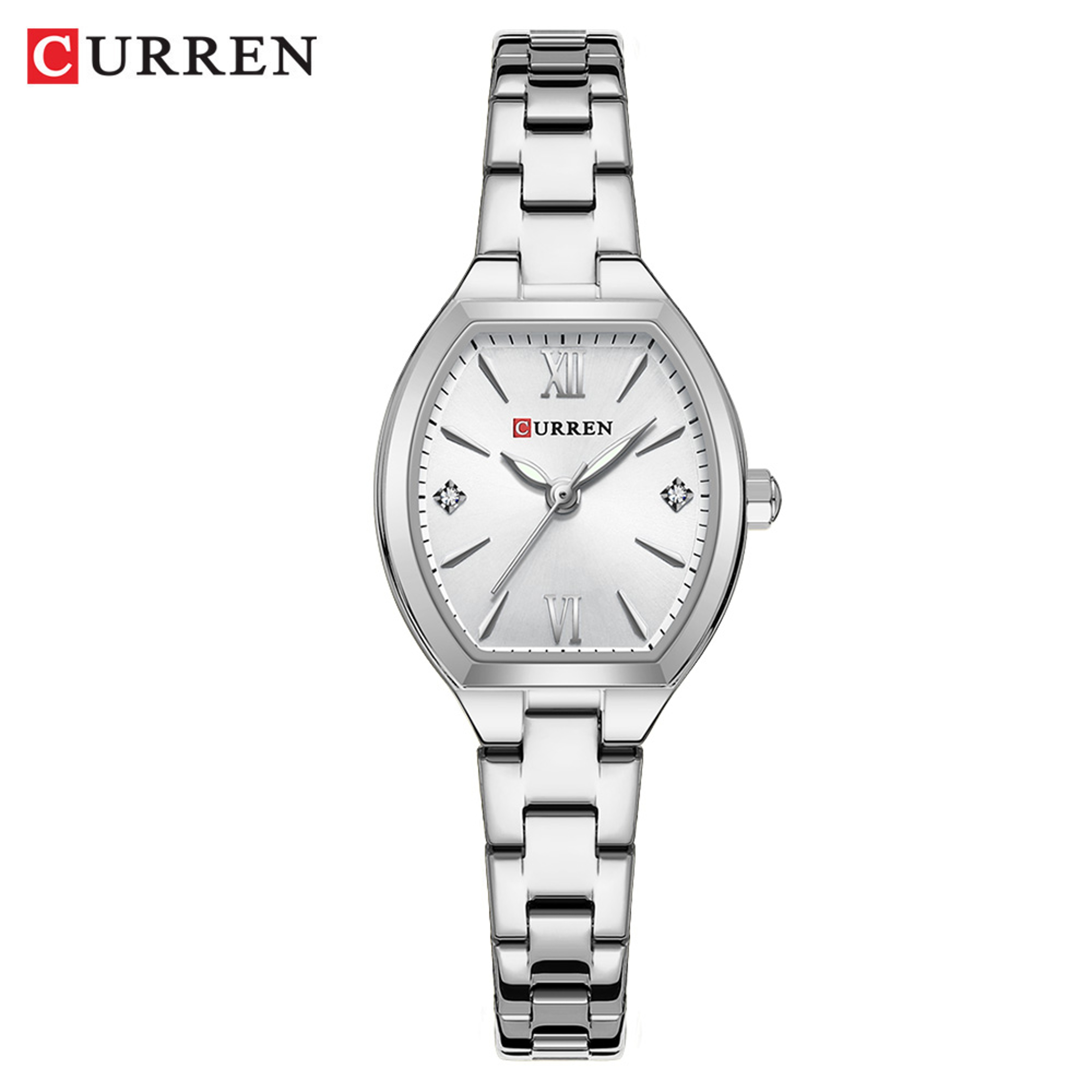 Women Tonneau Quartz Watch with Stainless Steel Elastic Band and Luminous Display – view 9