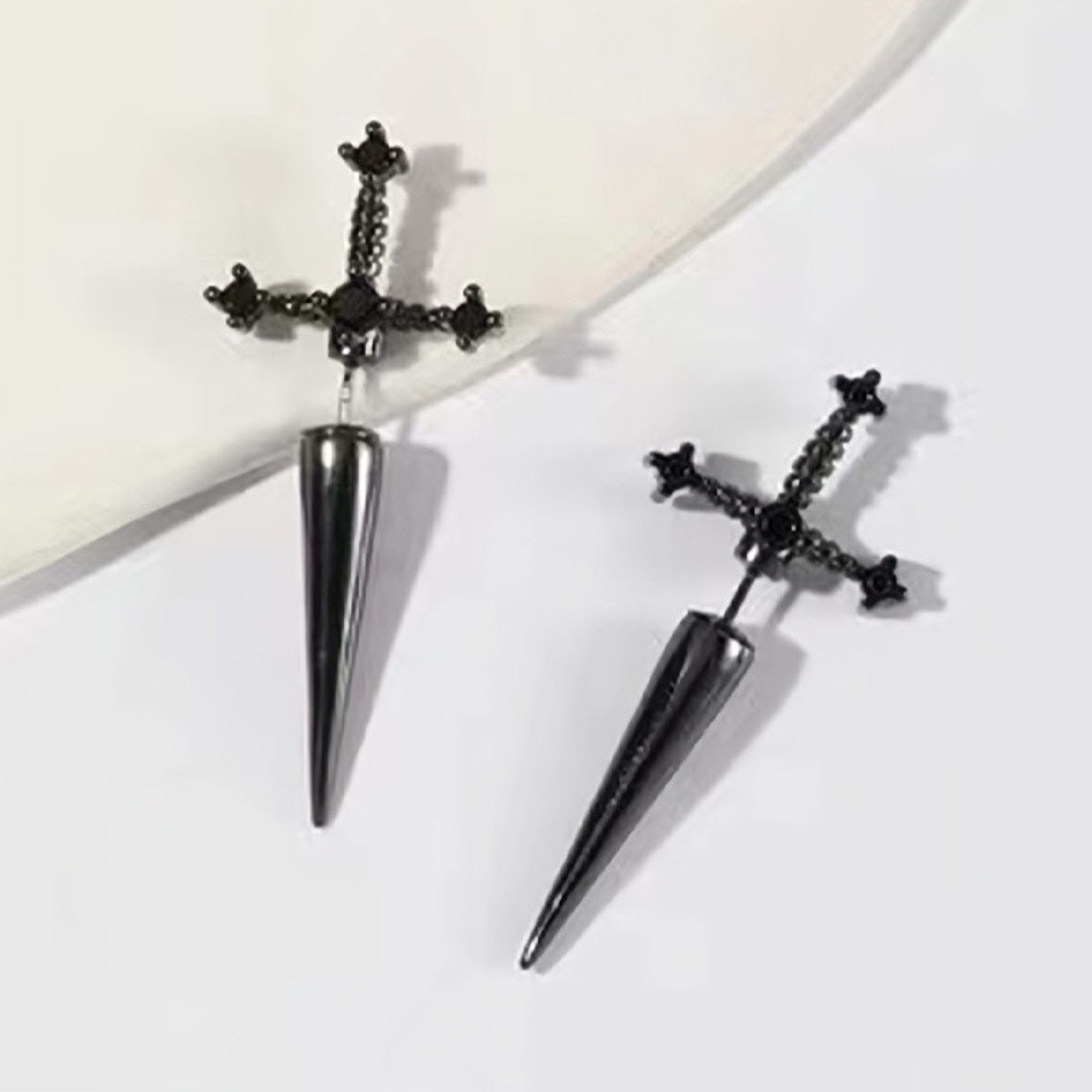 Gothic Sword Stud Earrings Stainless Steel Punk Dagger Ear Jacket Jewelry – view 8