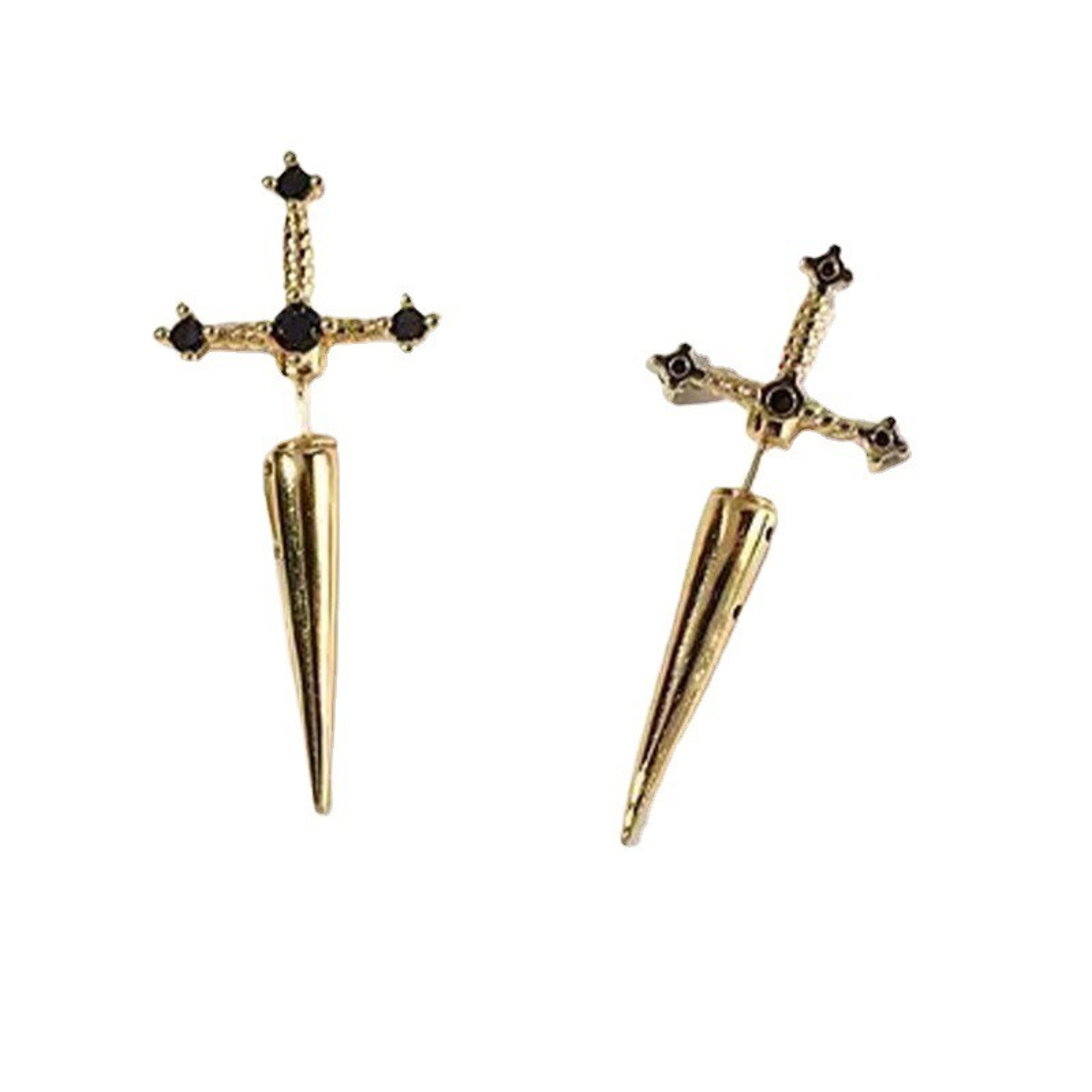 Gothic Sword Stud Earrings Stainless Steel Punk Dagger Ear Jacket Jewelry – view 9