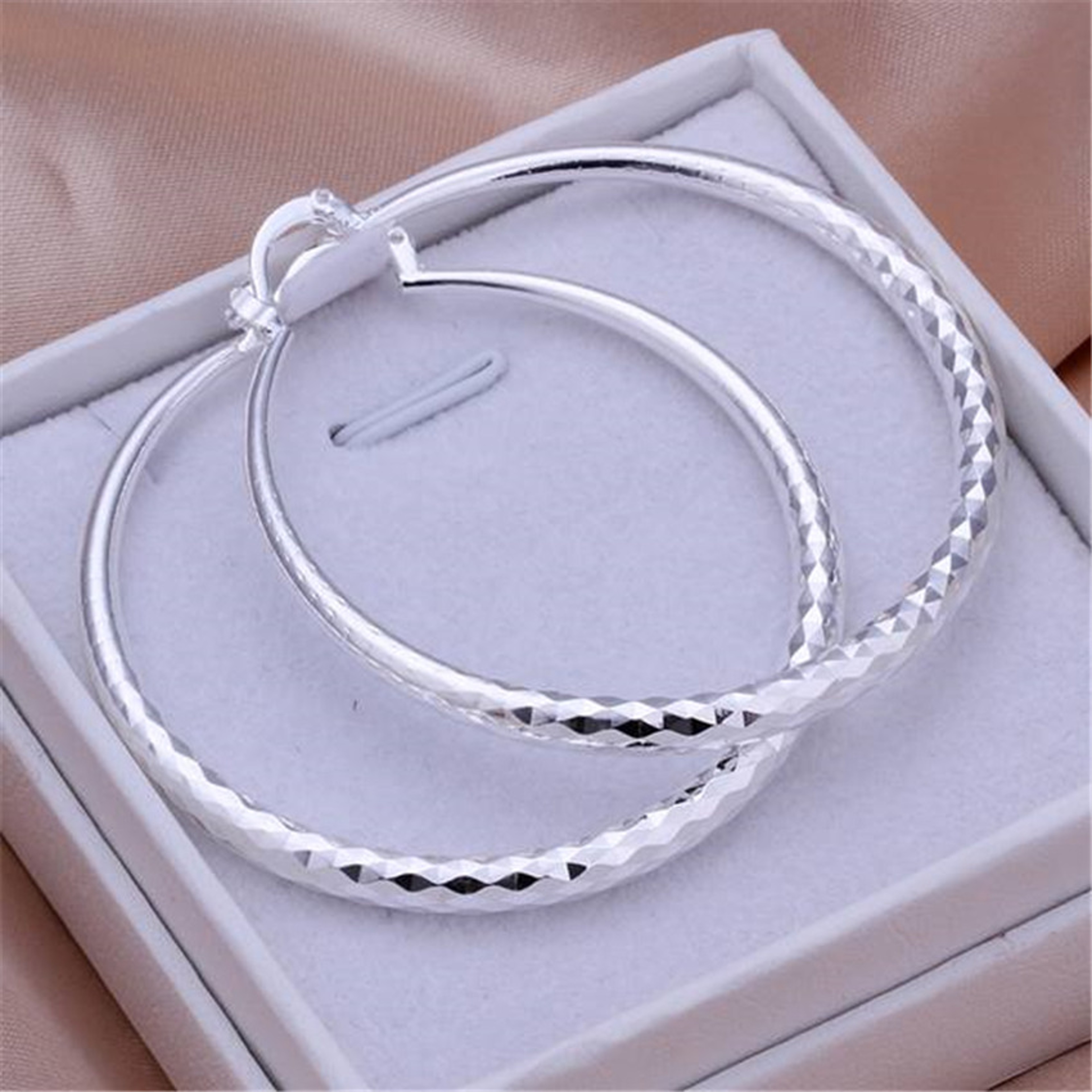 Sterling Silver Circle Hoop Earrings for Women – view 1