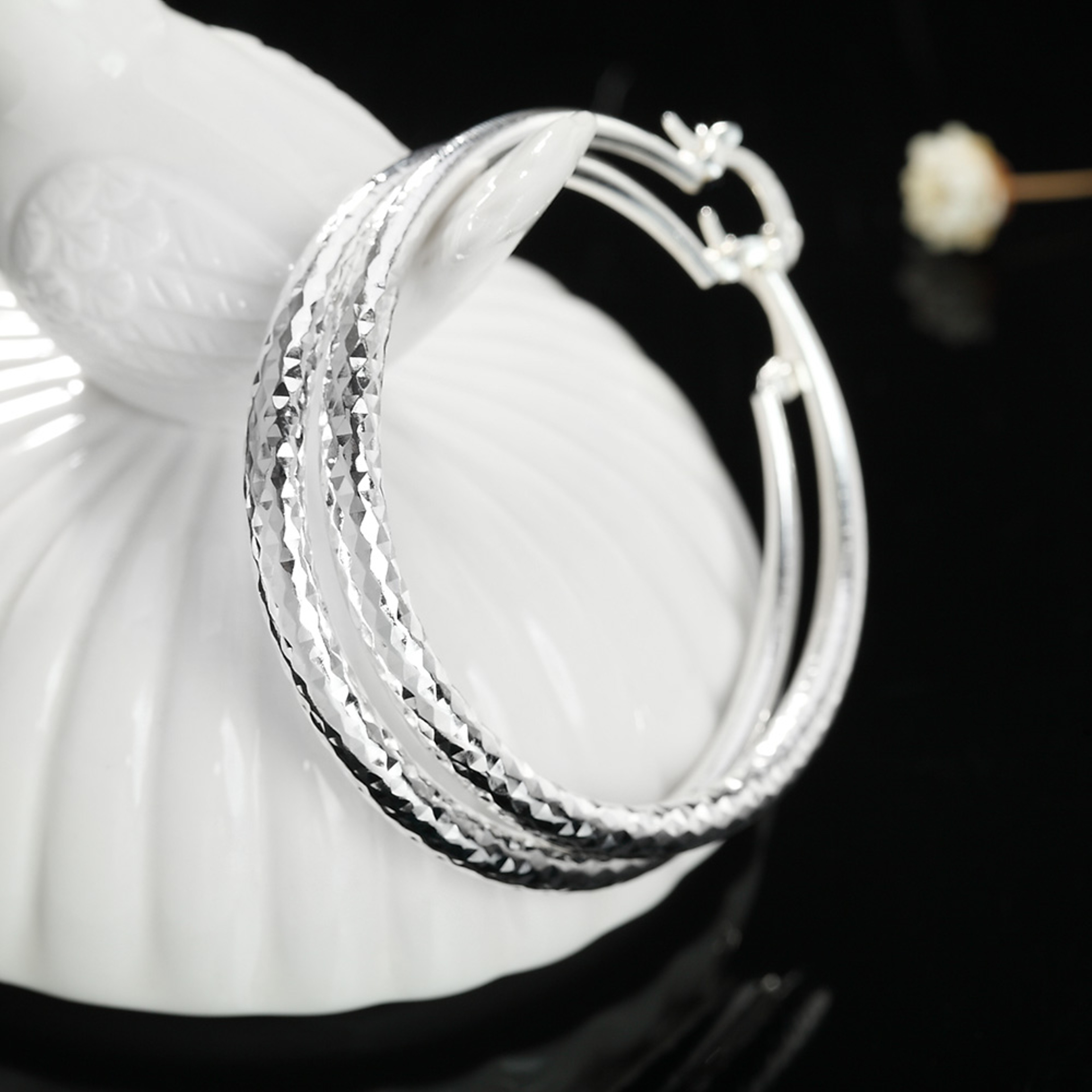 Sterling Silver Circle Hoop Earrings for Women – view 3