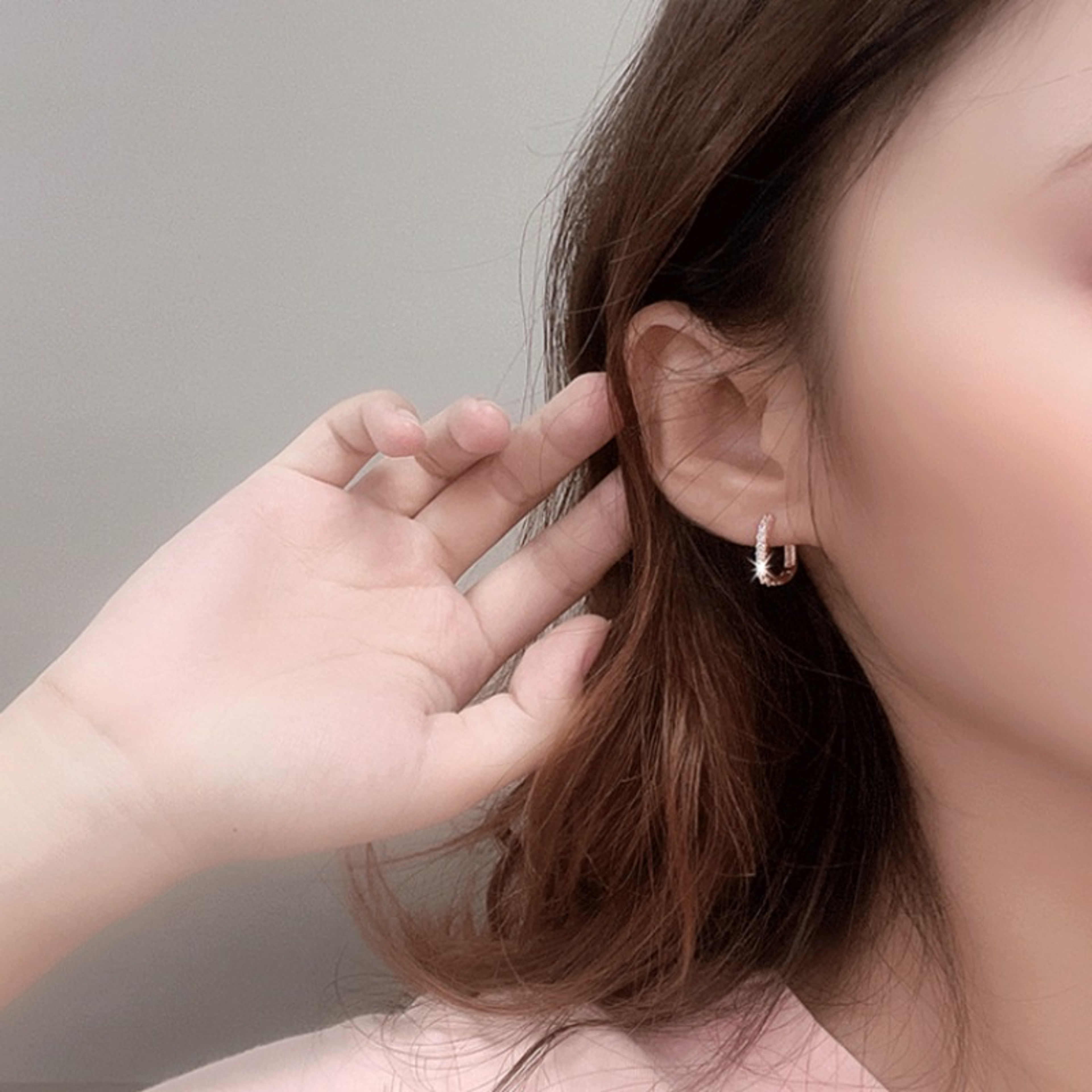 925 Silver Crystal Hoop Earrings for Women Round Fashion Jewelry – view 4