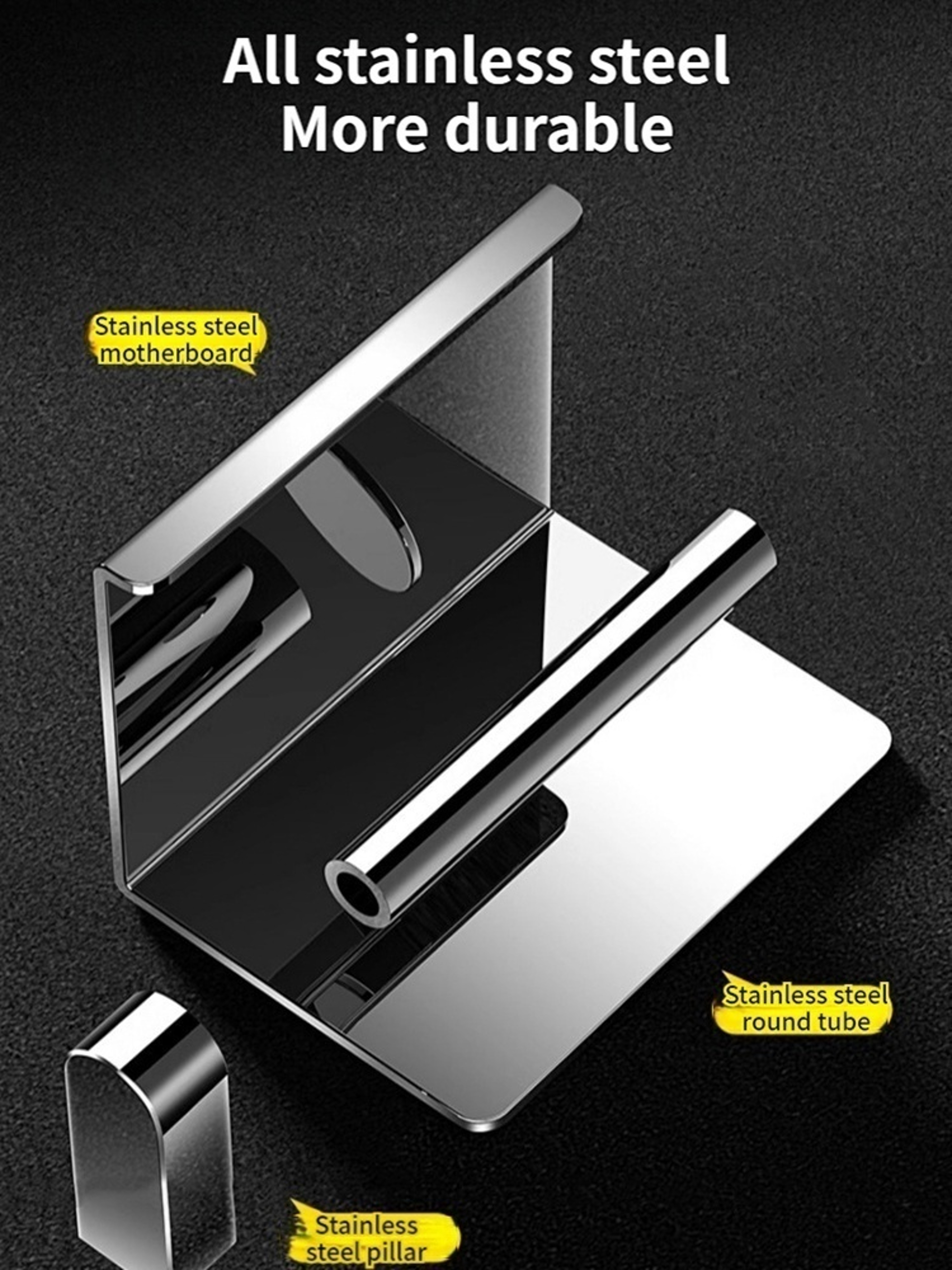 Stainless Steel Wall Mounted Paper Towel Holder No Drill Roll Holder – view 3