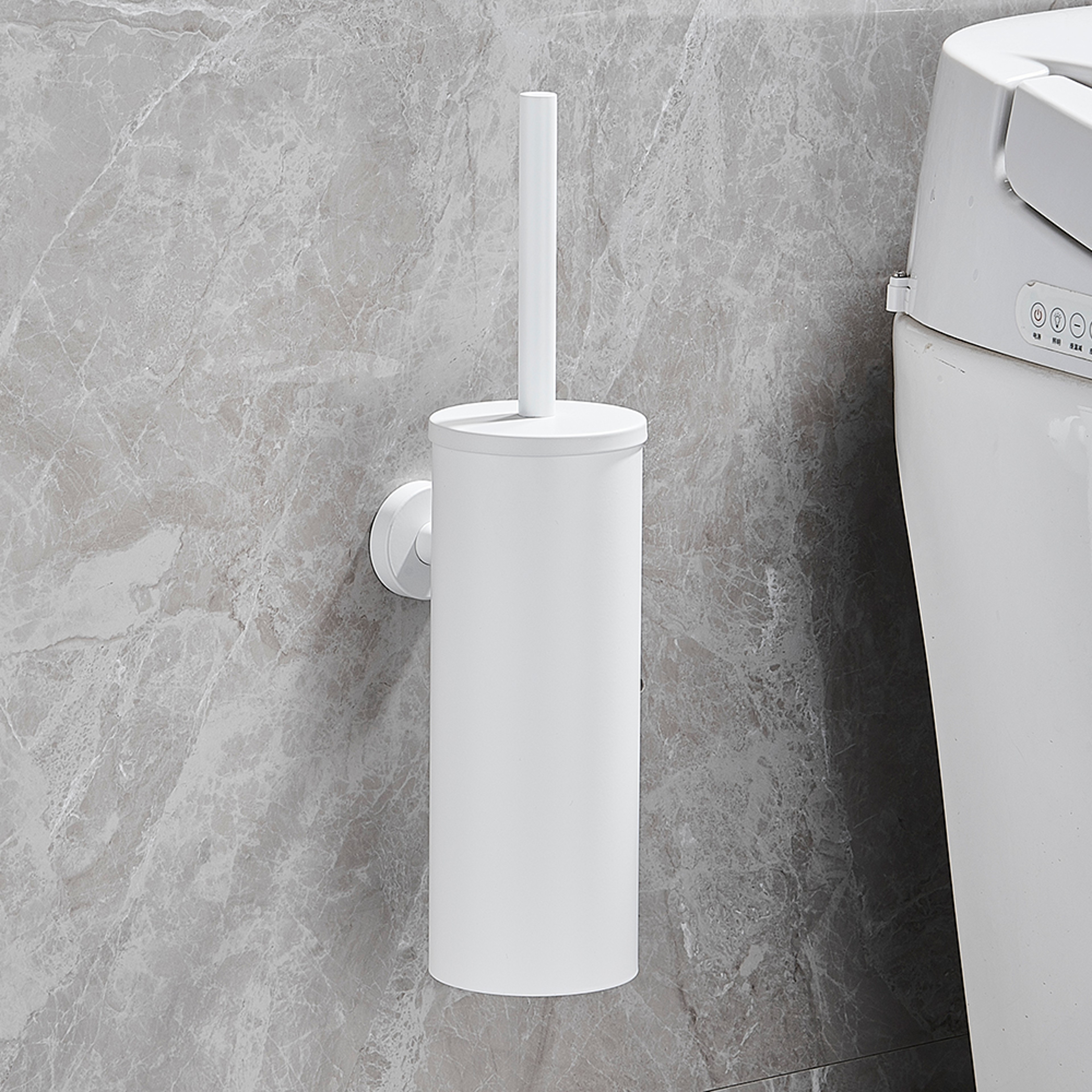 Wall Mounted Stainless Steel Toilet Brush Holder With Plastic Cup 6