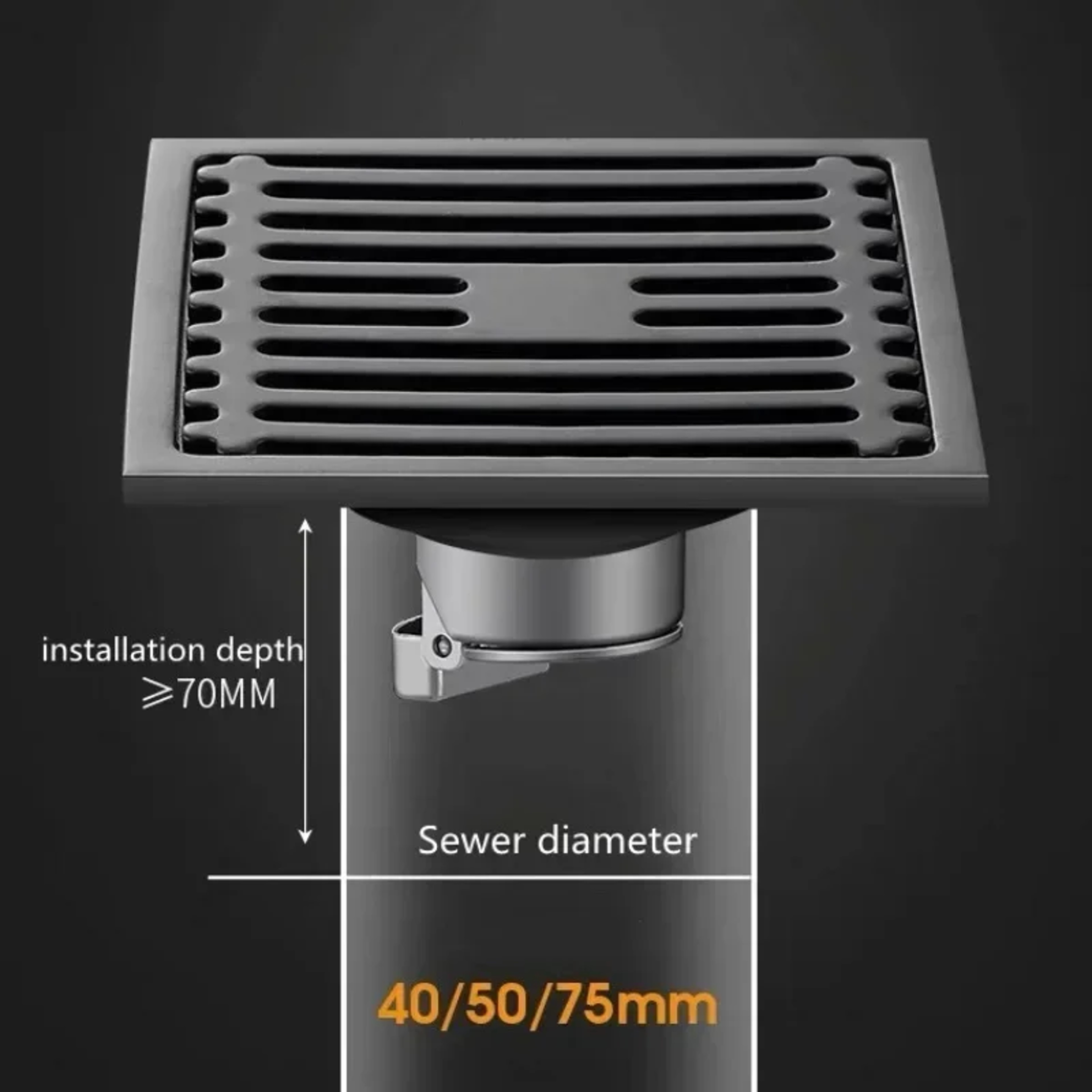 Square Stainless Steel Floor Drain with Removable Cover and Deodorization Design – view 3