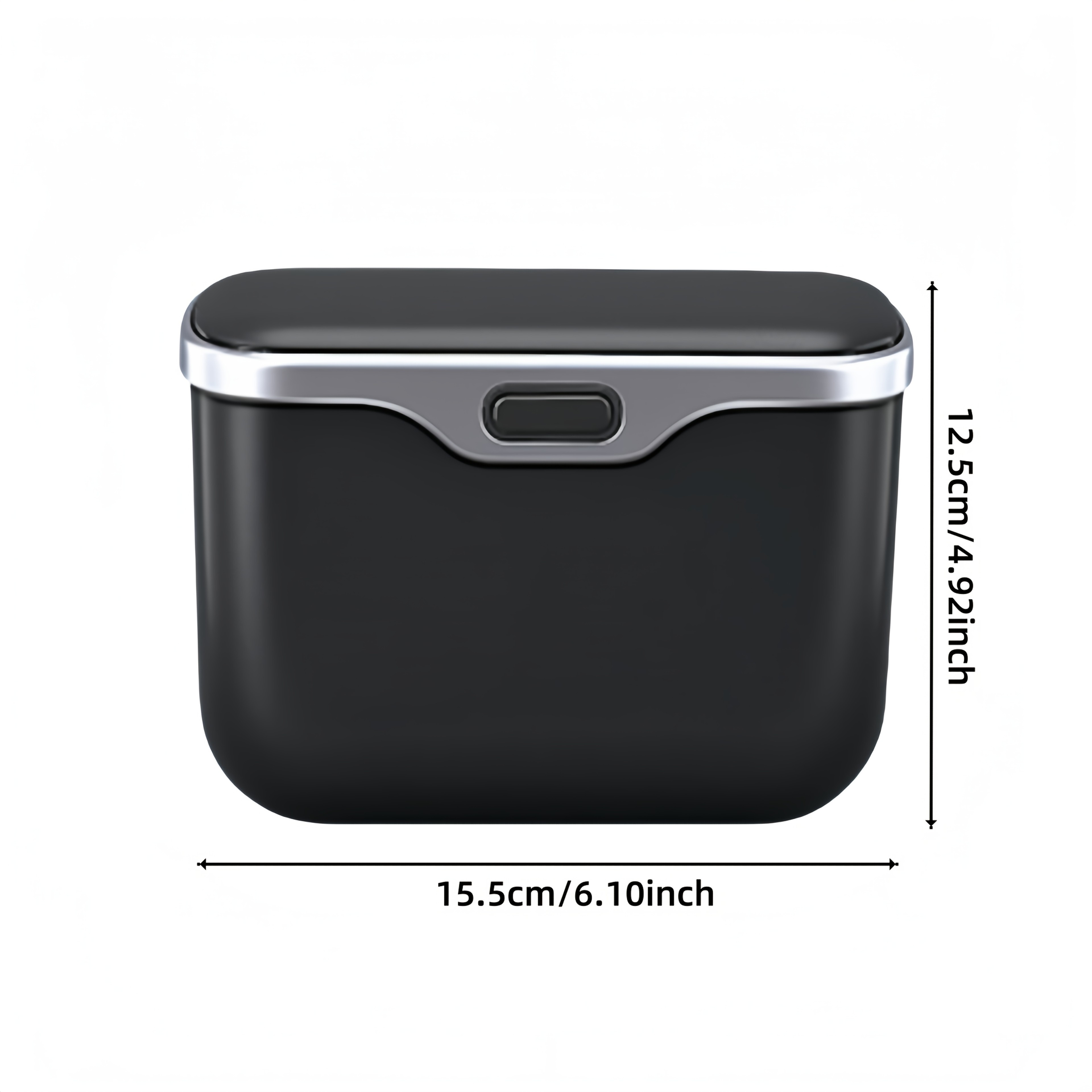 PU Leather Press Lid Car Trash Can Hanging Storage Organizer – view 3