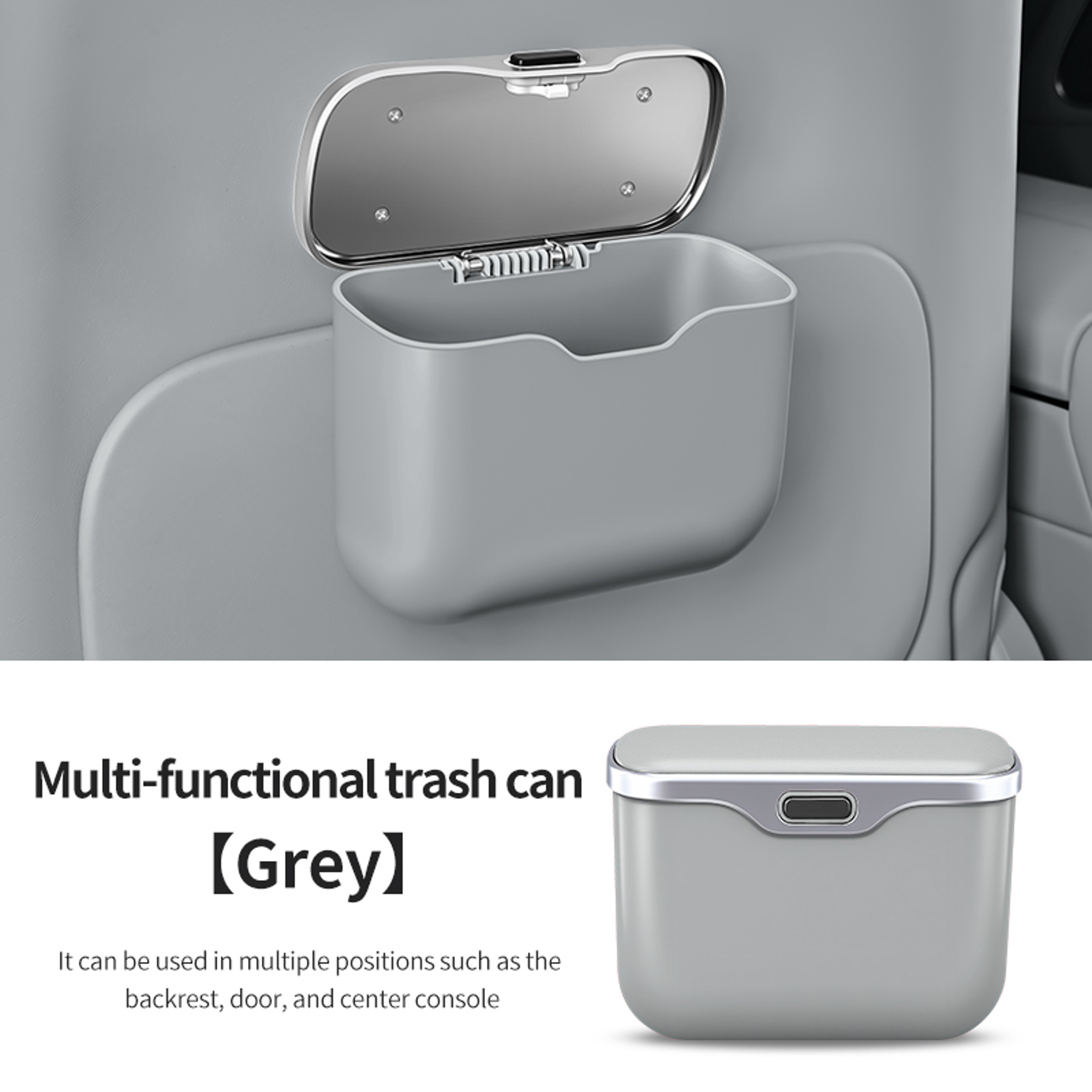 PU Leather Press Lid Car Trash Can Hanging Storage Organizer – view 8