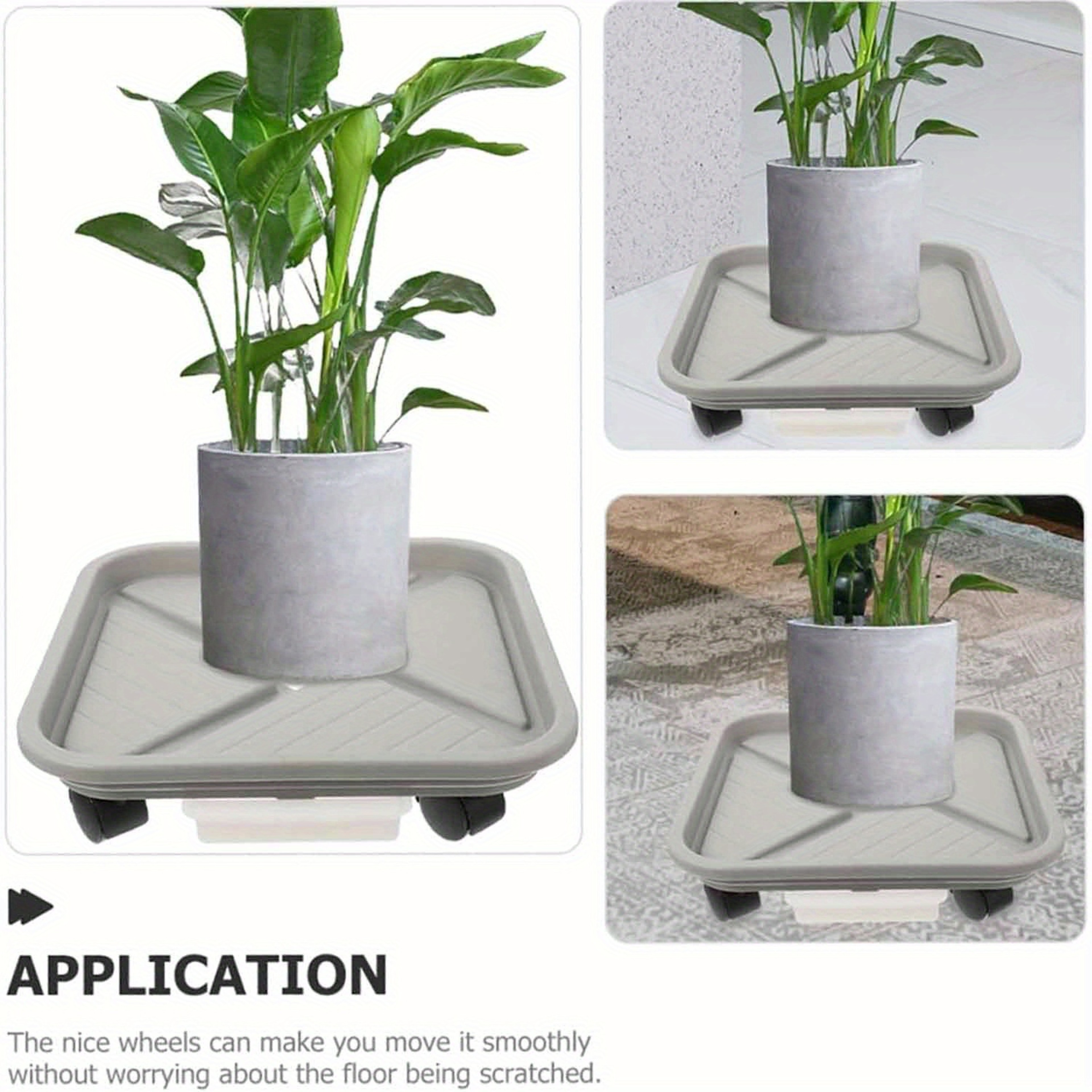 Square Rolling Plant Stand With Four Wheels And Drainage Tray 2