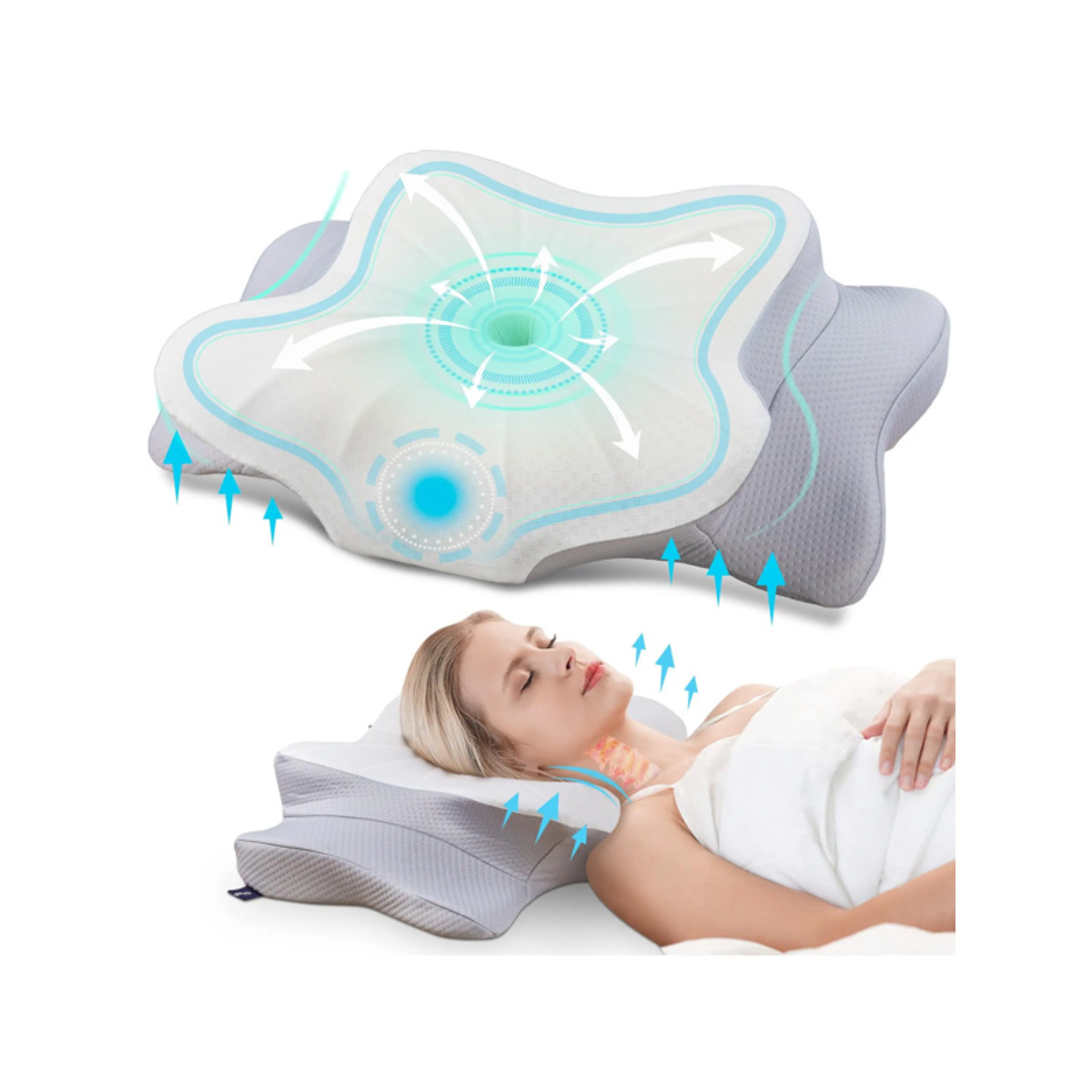 Ergonomic Memory Foam Neck Support Pillow with Soft Cooling Surface – view 3