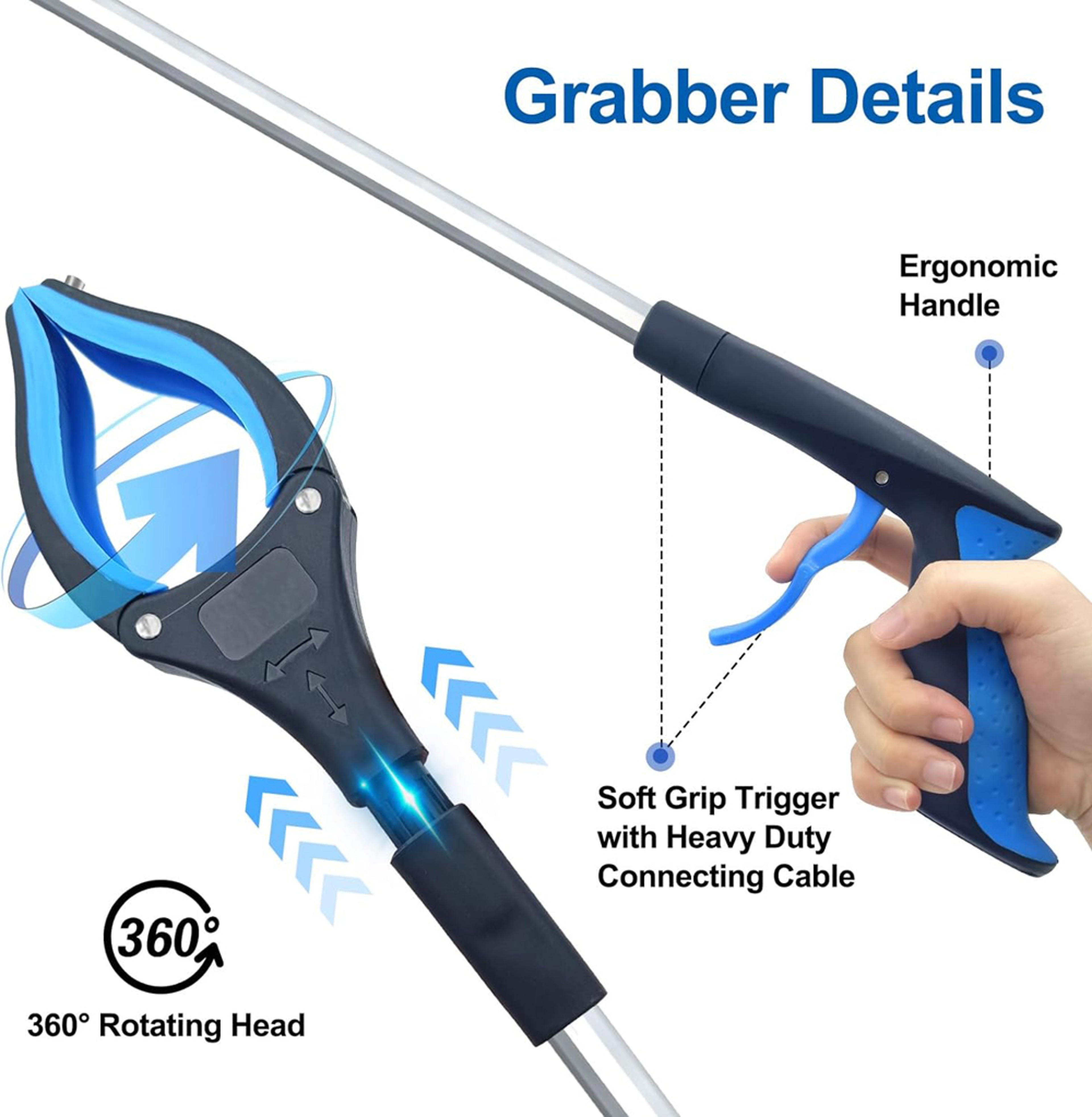 Foldable Reacher Grabber Tool for Trash Pickup and Extended Reach – view 3