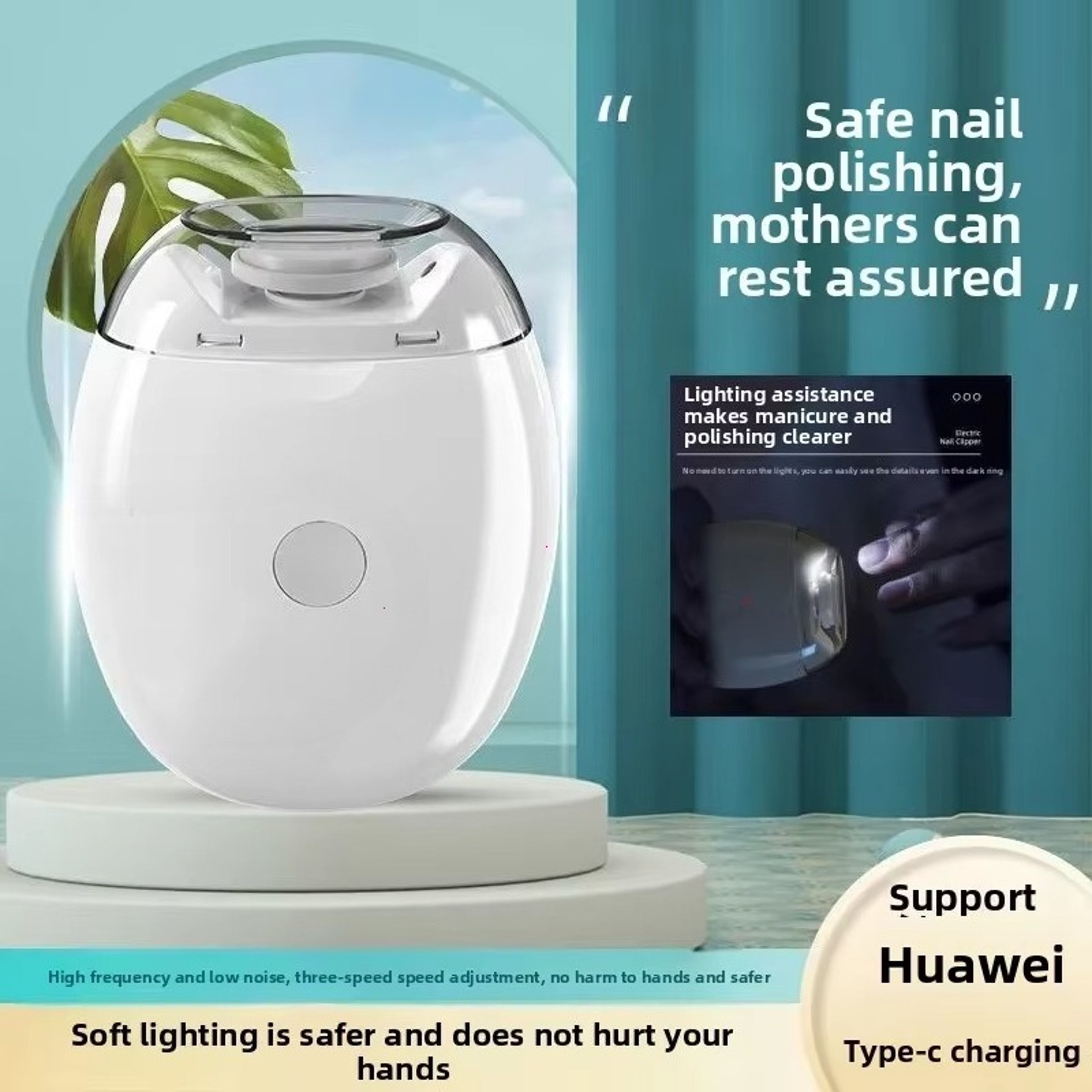 Rechargeable Electric Nail Trimmer with LED Light and Grinding Head – view 3