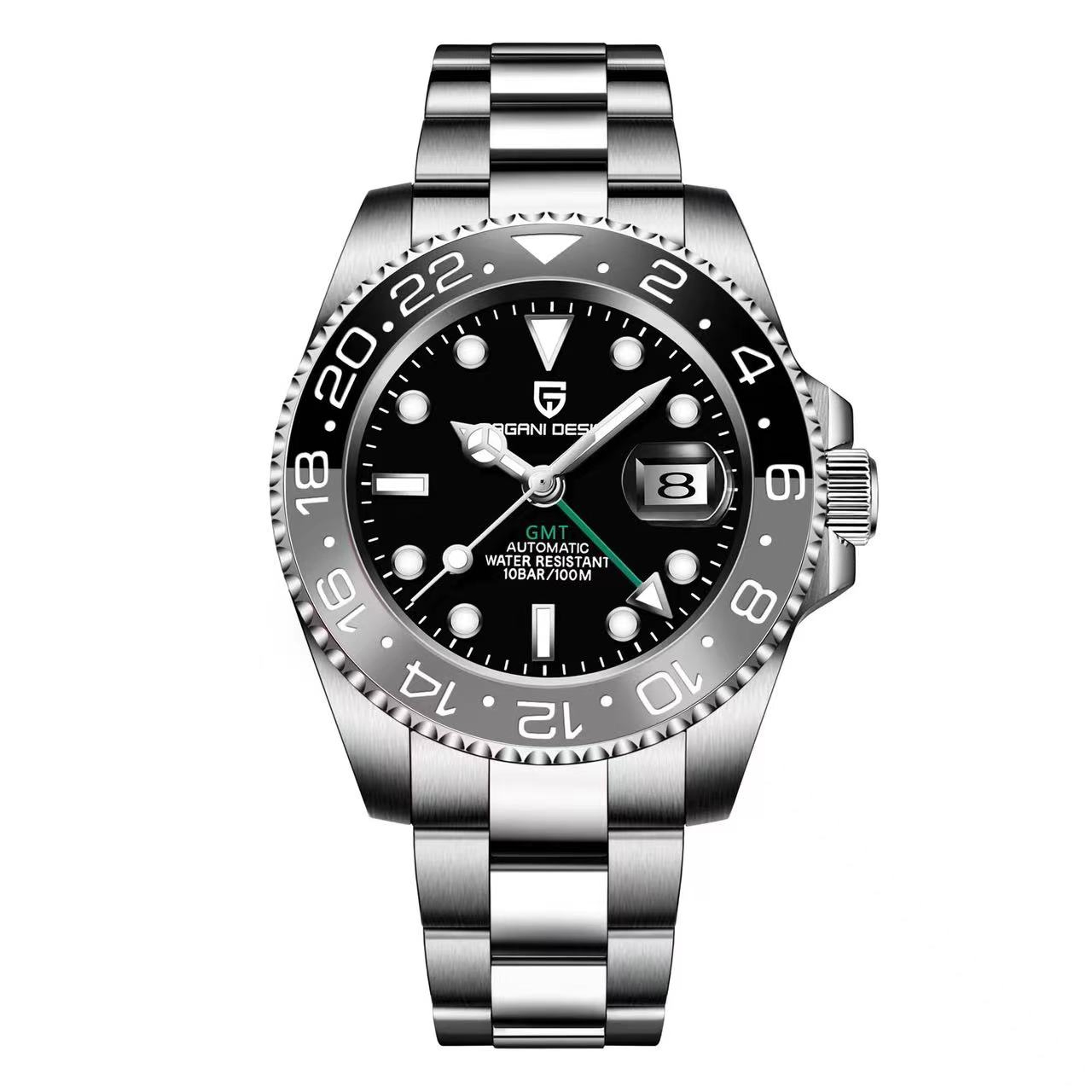 Men's Automatic GMT Mechanical Watch with Sapphire Crystal and Stainless Steel Band – view 8