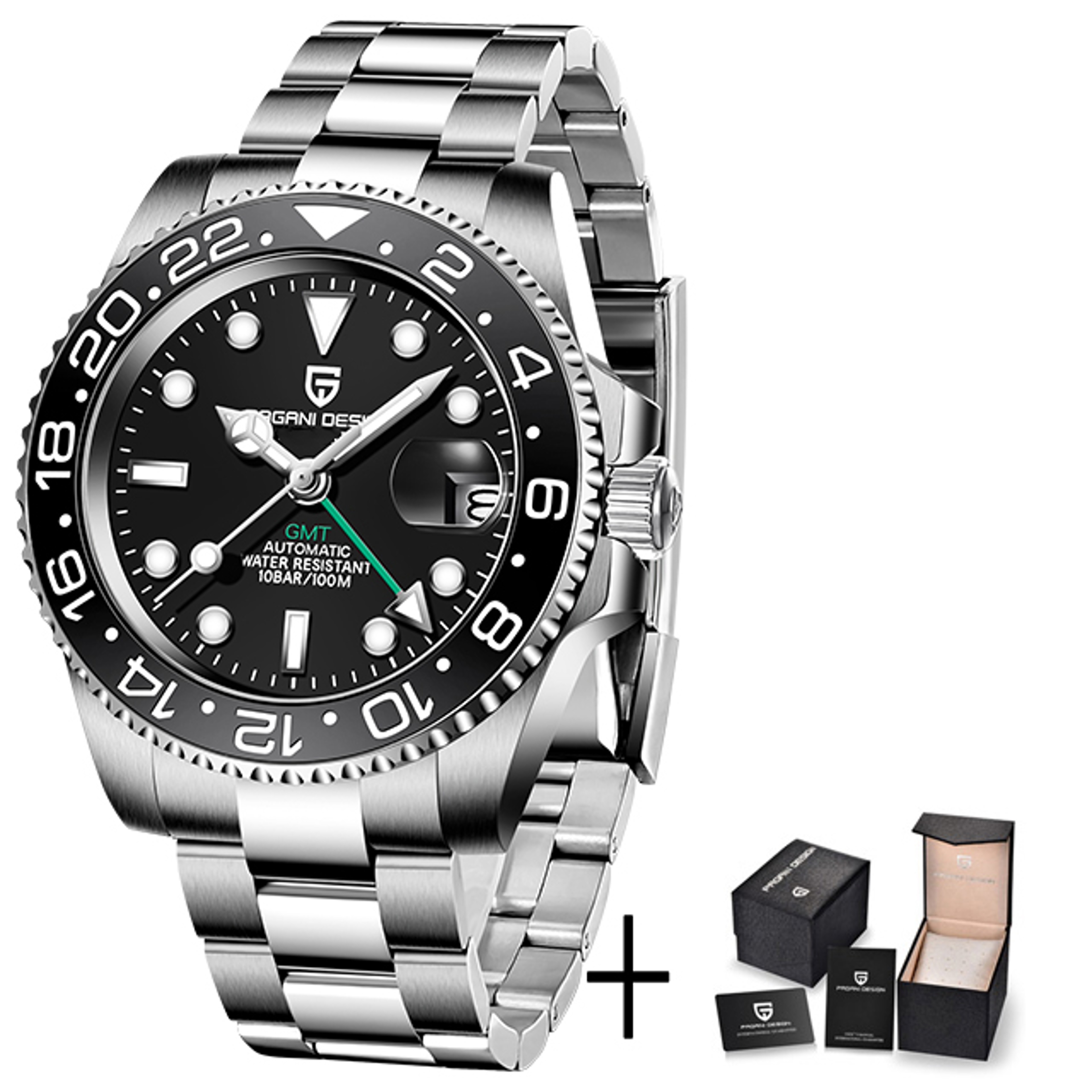 Men's Automatic GMT Mechanical Watch with Sapphire Crystal and Stainless Steel Band – view 11