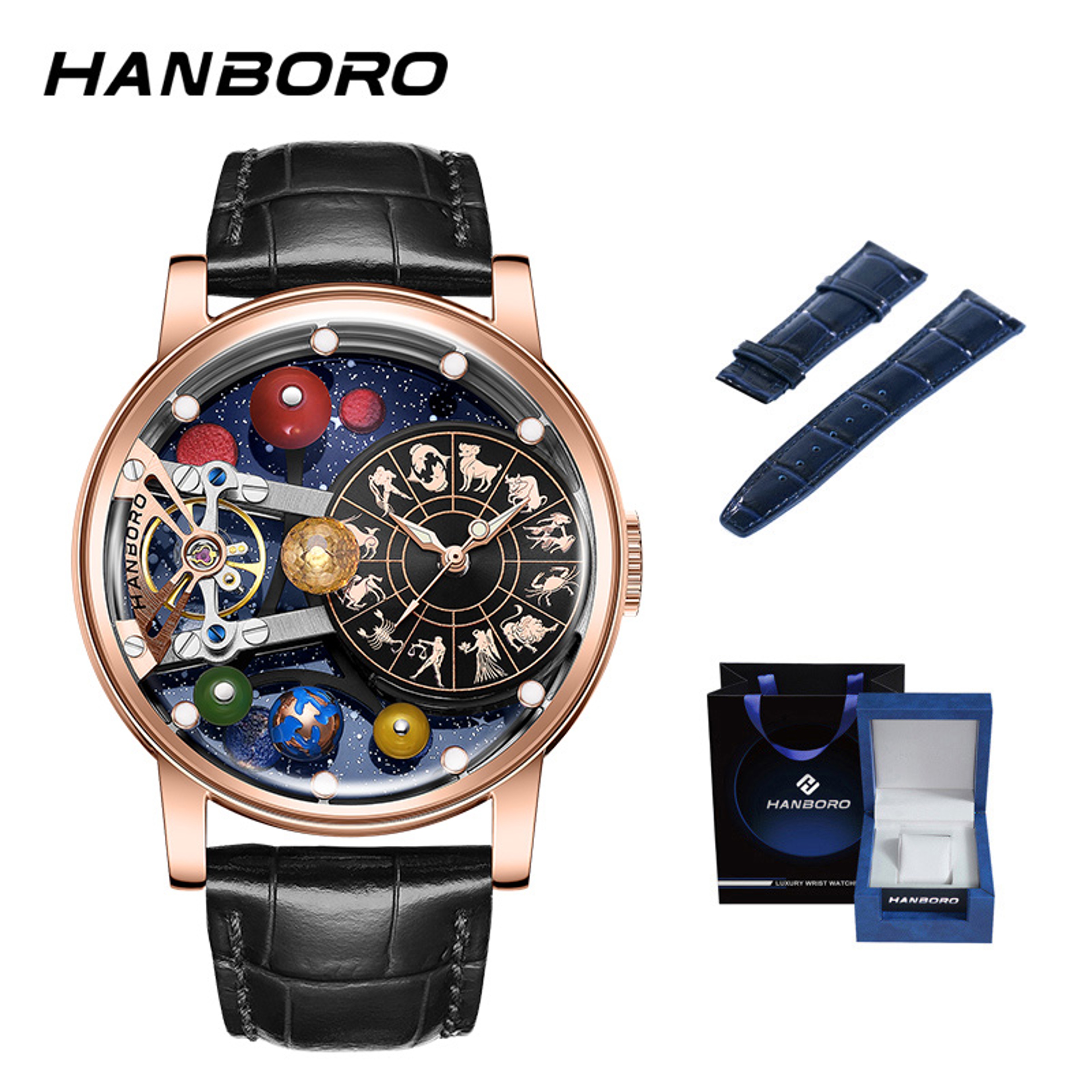 Men's Automatic Mechanical Skeleton Watch with Starry Sky Dial and Luminous Details – view 9