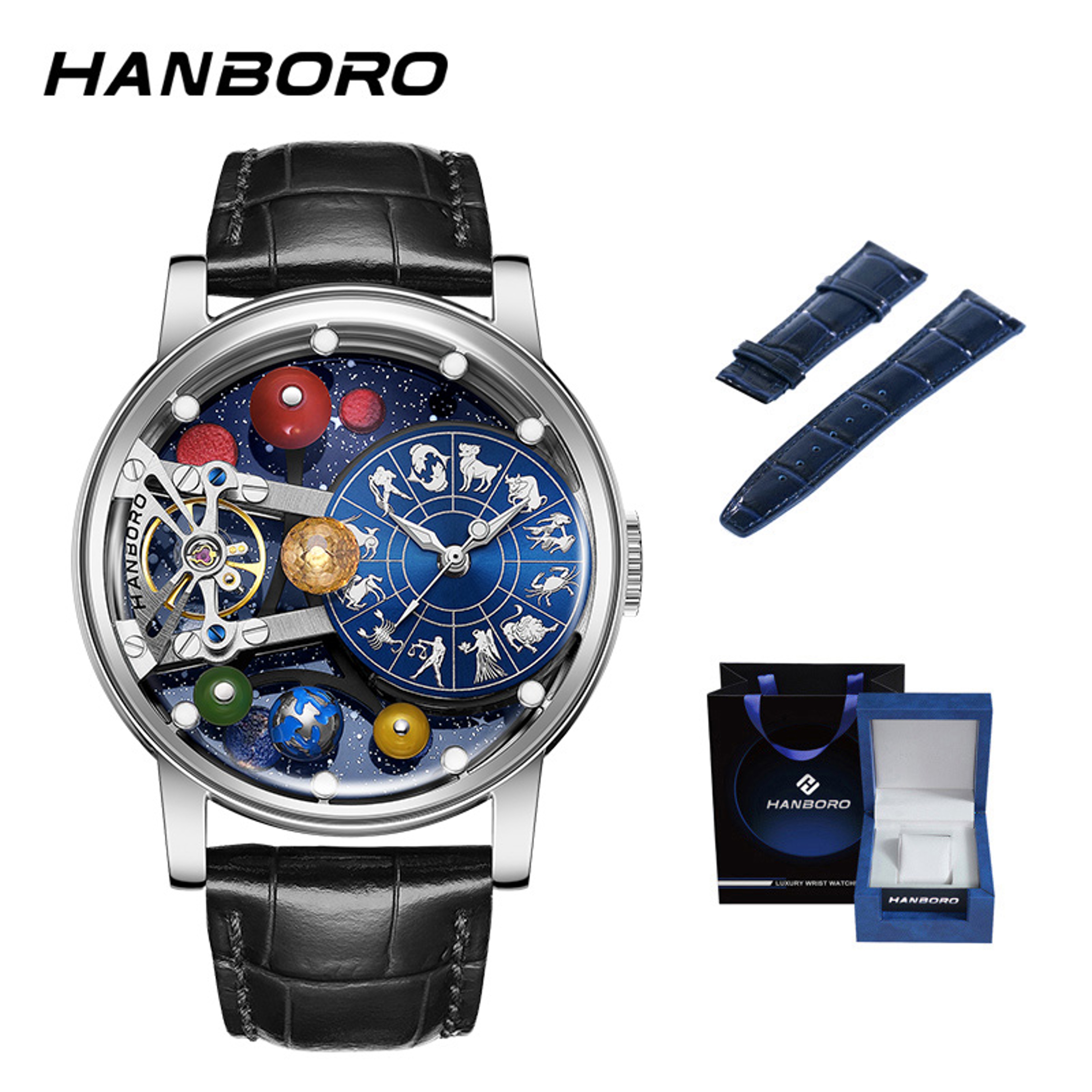 Men's Automatic Mechanical Skeleton Watch with Starry Sky Dial and Luminous Details – view 11
