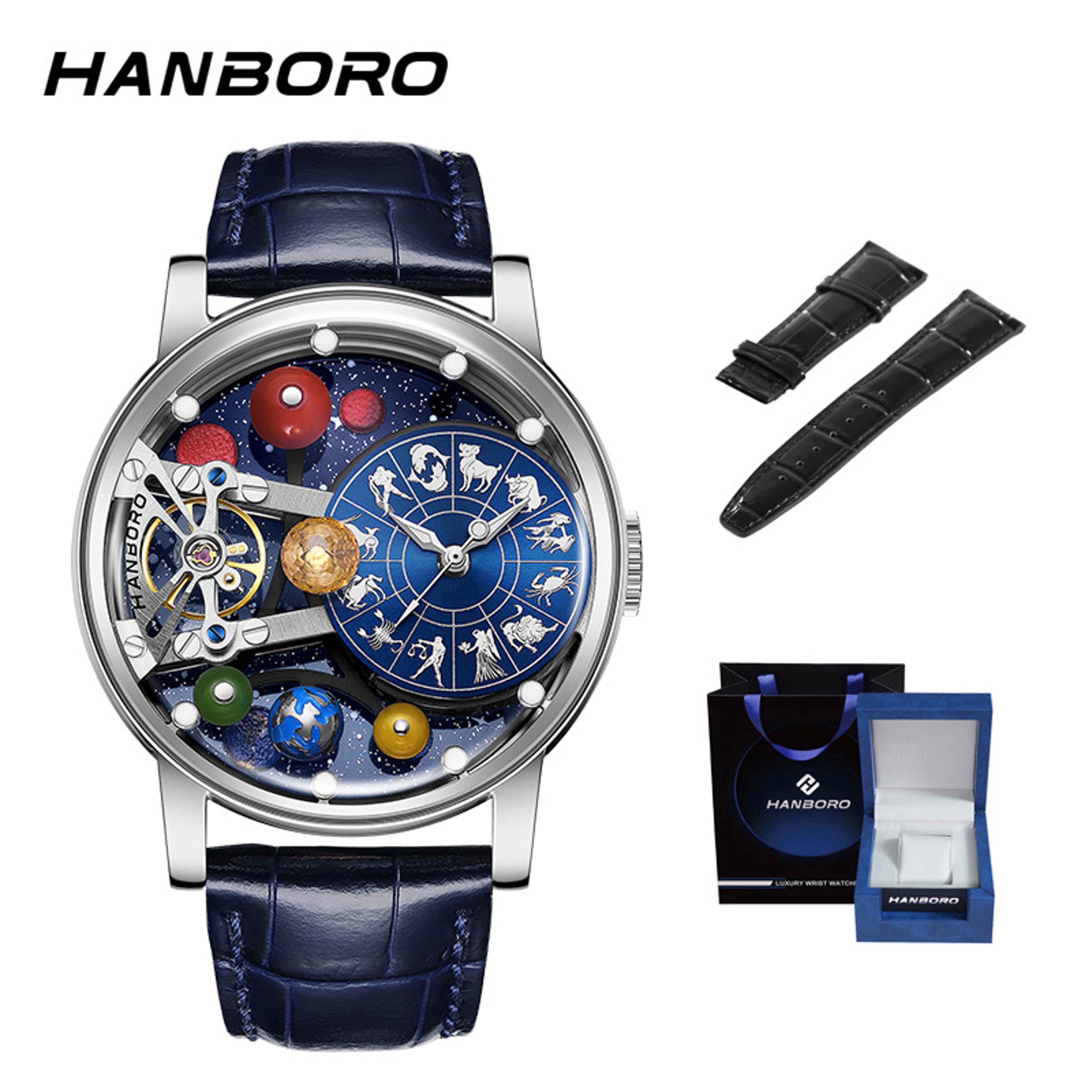 Men's Automatic Mechanical Skeleton Watch with Starry Sky Dial and Luminous Details – view 10