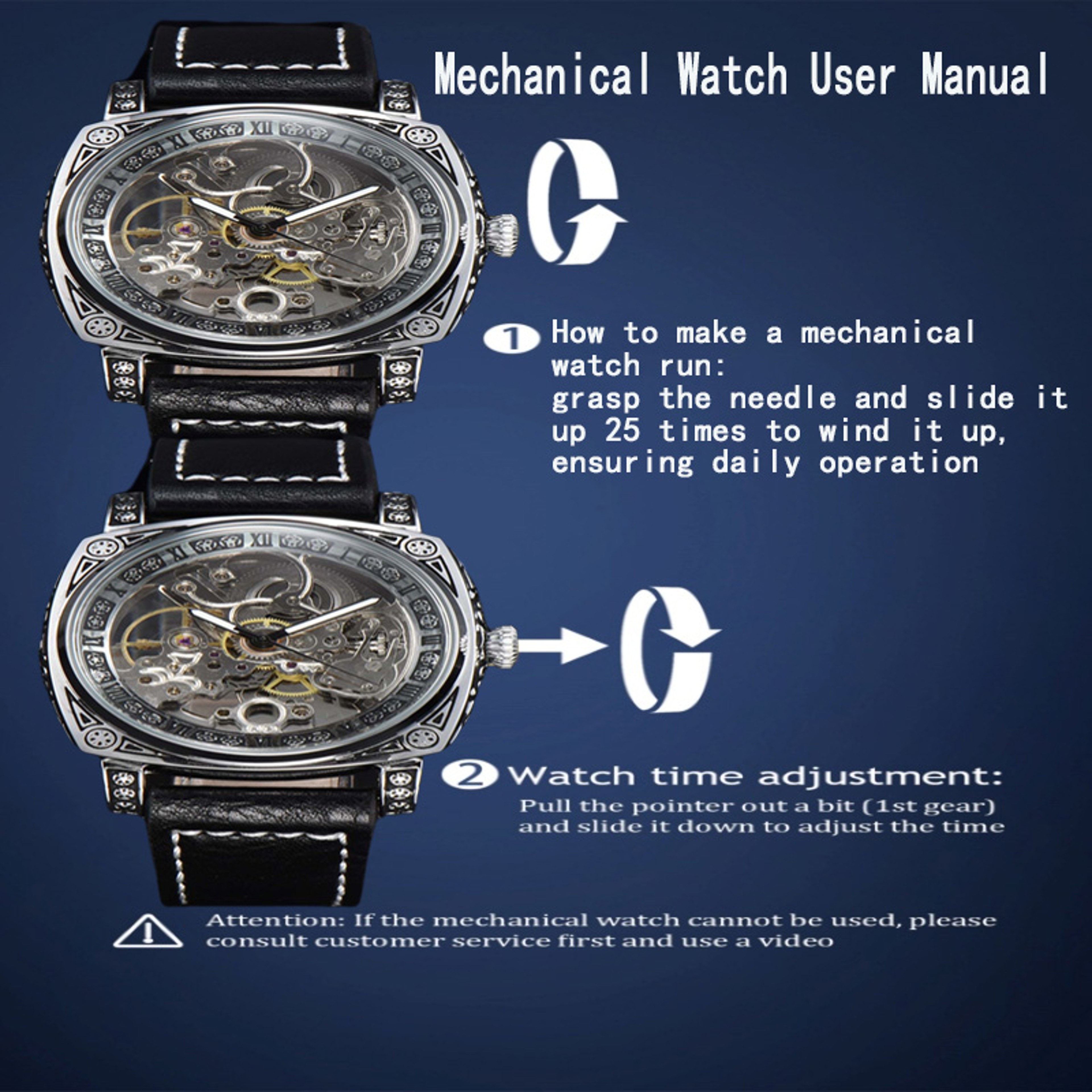 Men's Automatic Mechanical Skeleton Watch with Square Case and Leather Strap – view 6