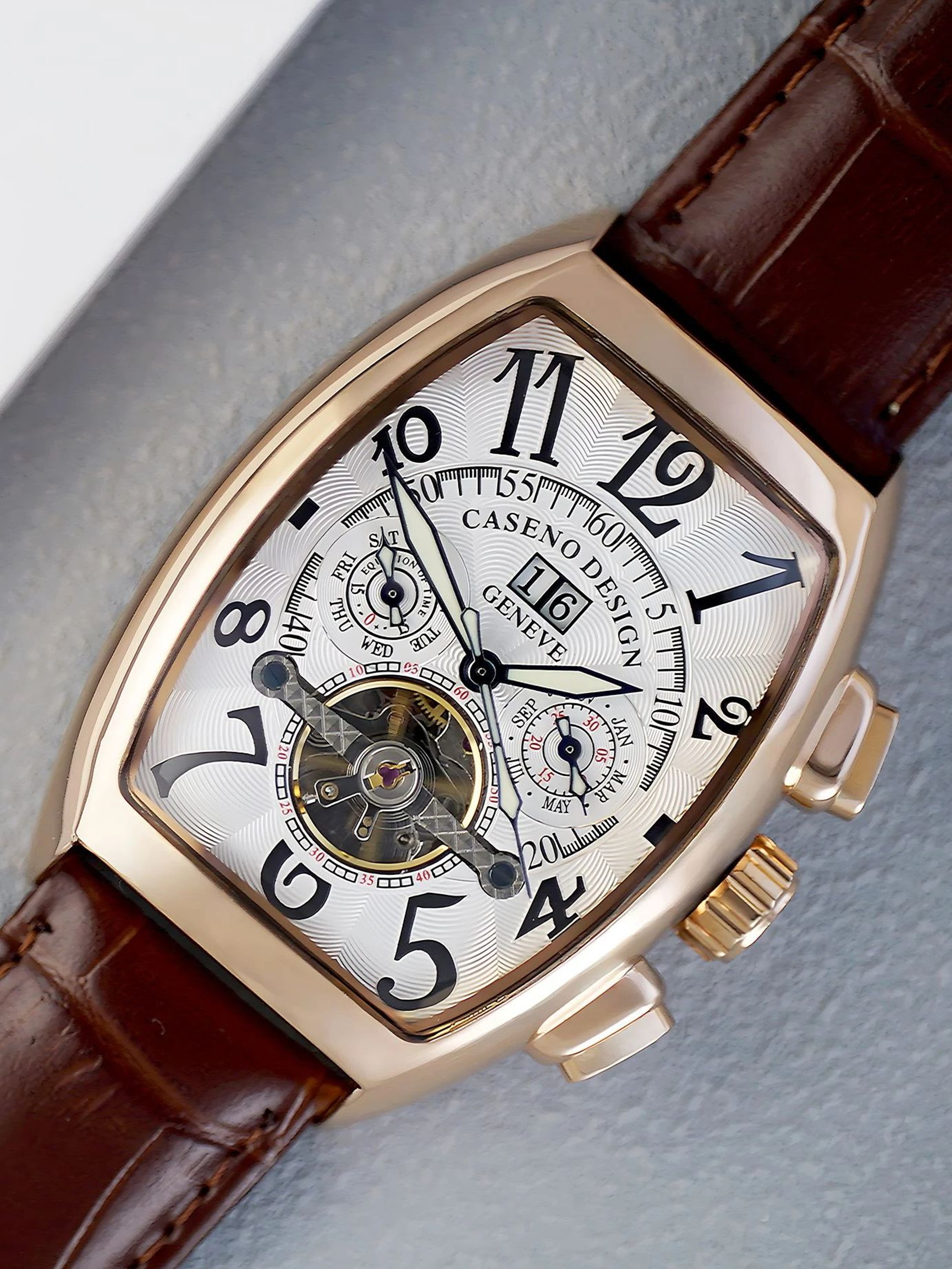 Men's Automatic Skeleton Watch with Luminous Dial and Calendar – view 1