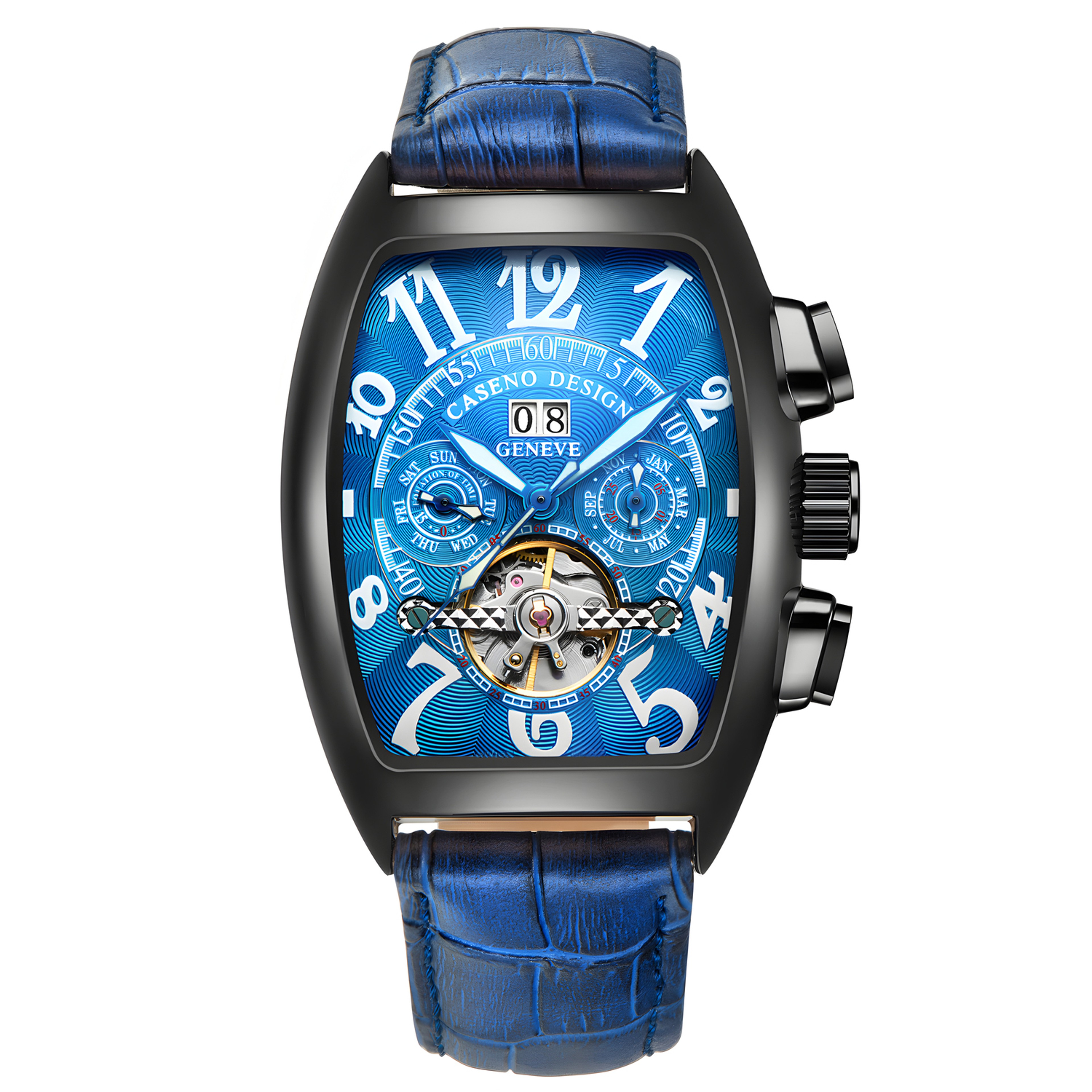 Men's Automatic Skeleton Watch with Luminous Dial and Calendar – view 8