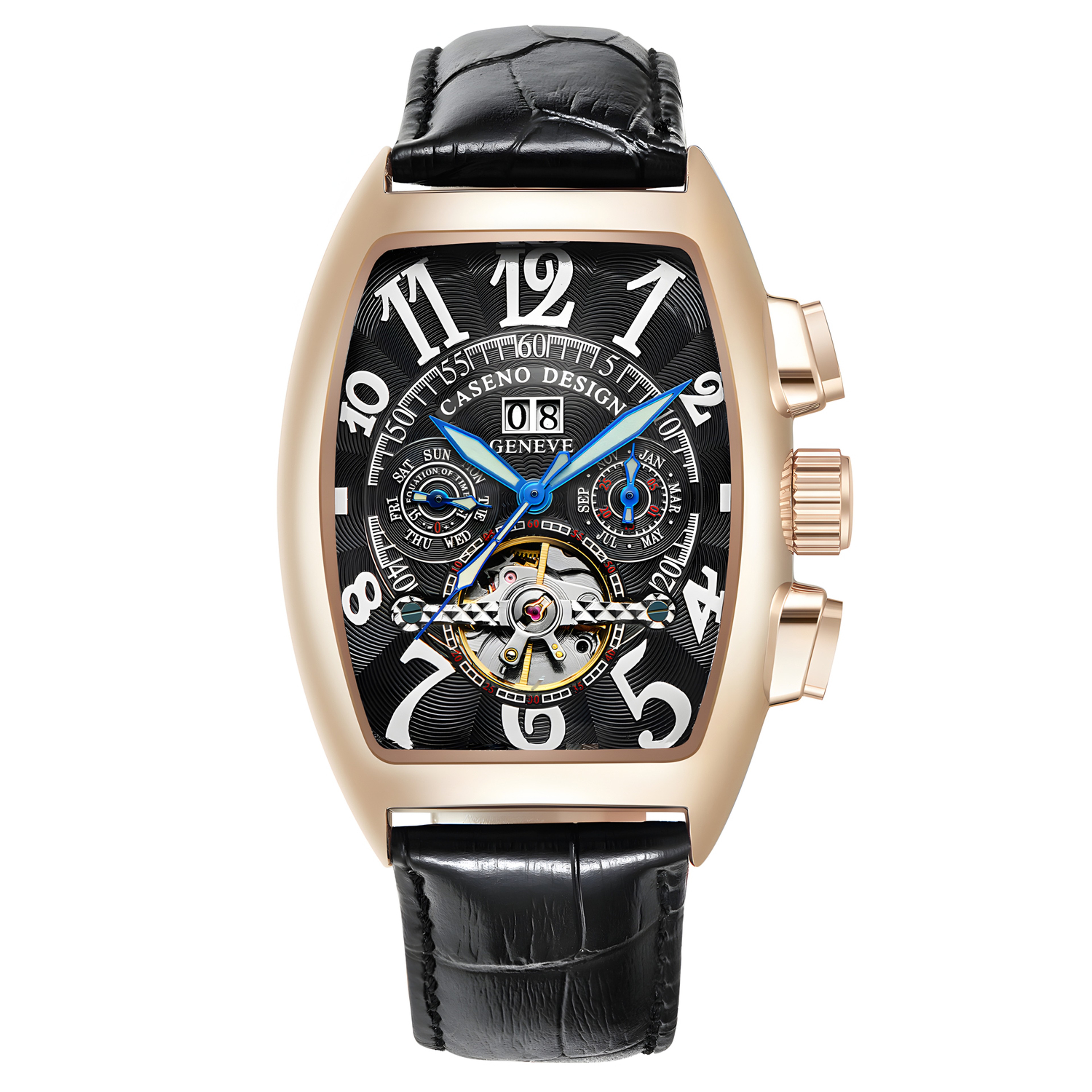 Men's Automatic Skeleton Watch with Luminous Dial and Calendar – view 13