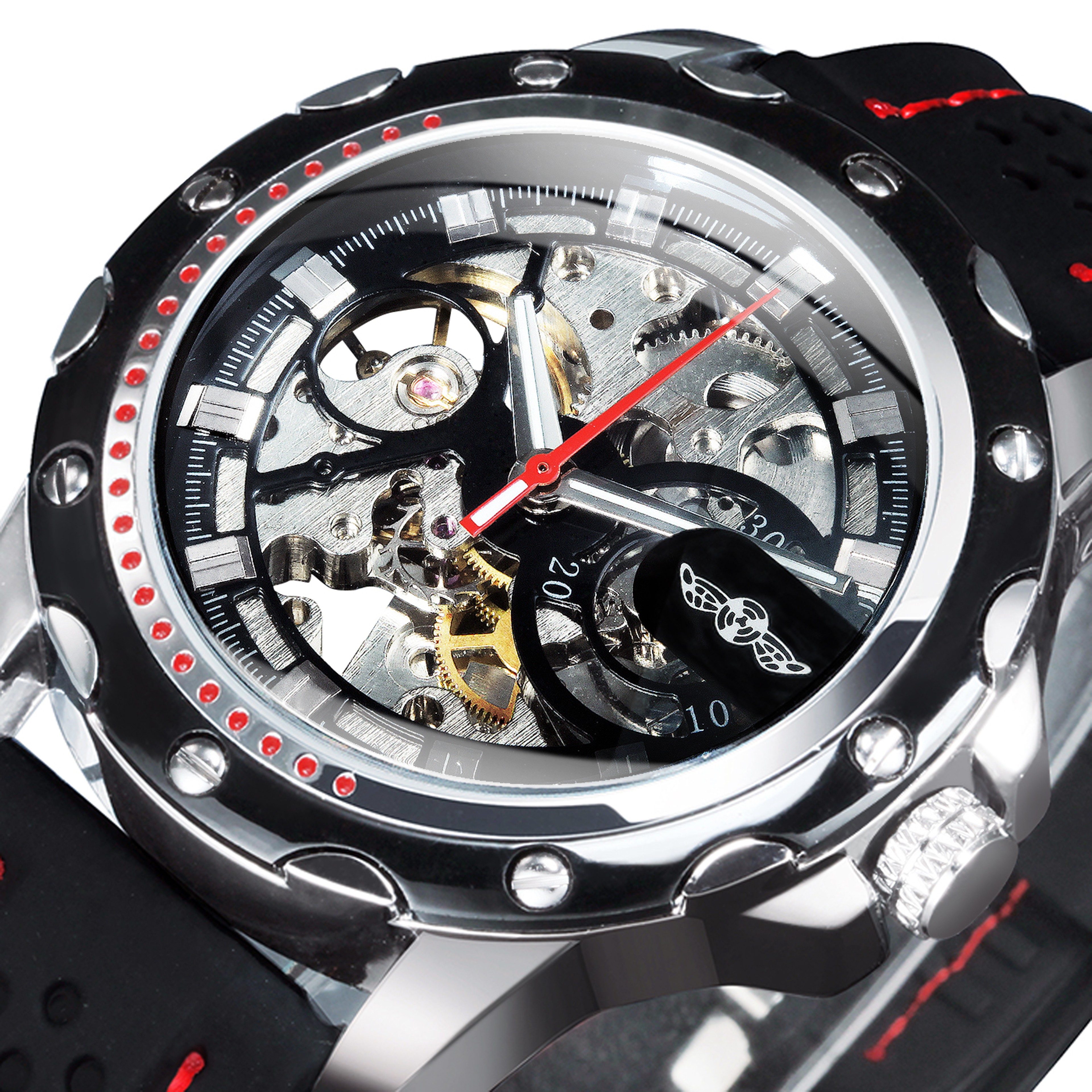 Men's Automatic Mechanical Skeleton Watch with Luminous Hands and Rubber Strap – view 1