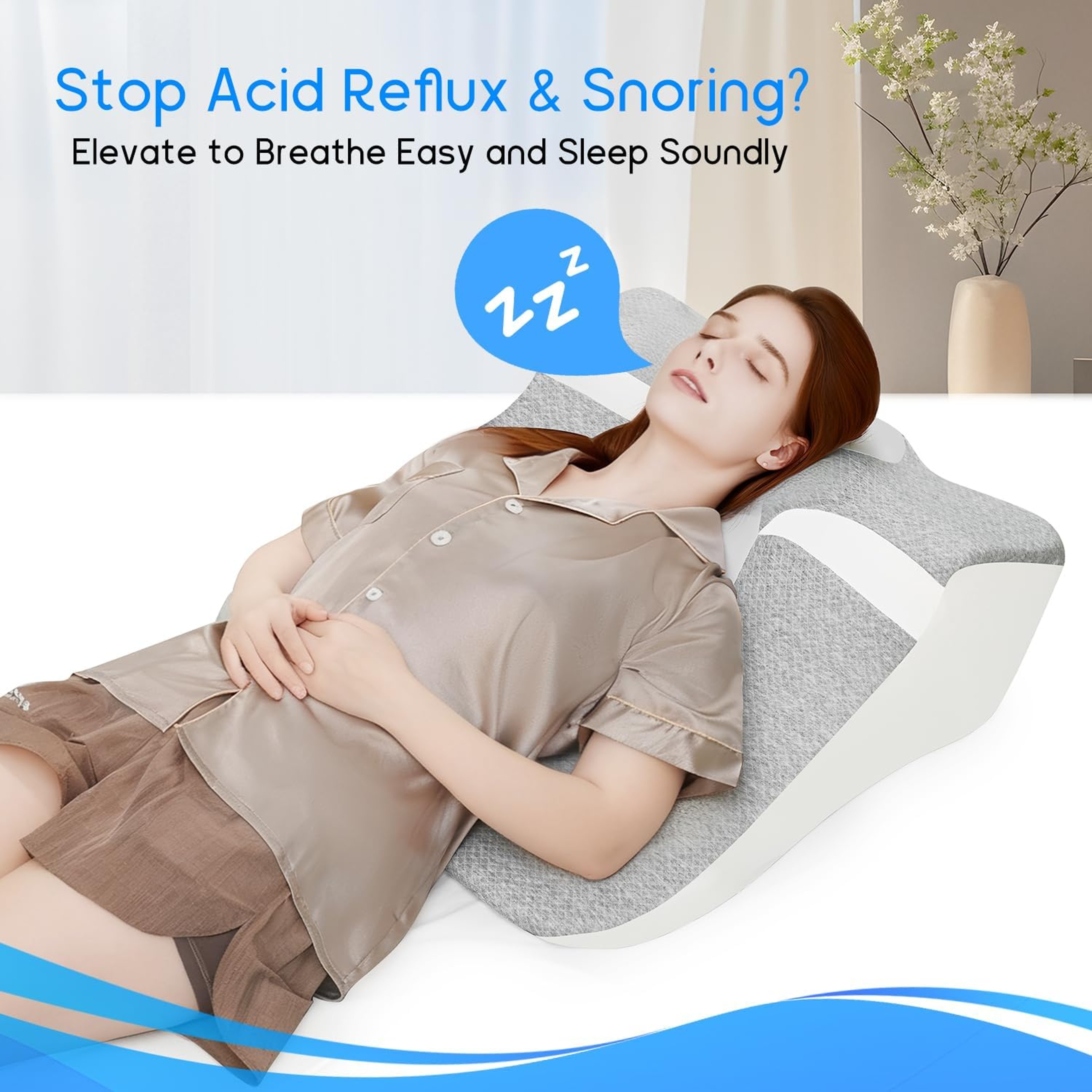 Ergonomic Bed Wedge Pillow With Memory Foam For Sleeping And Reading 2