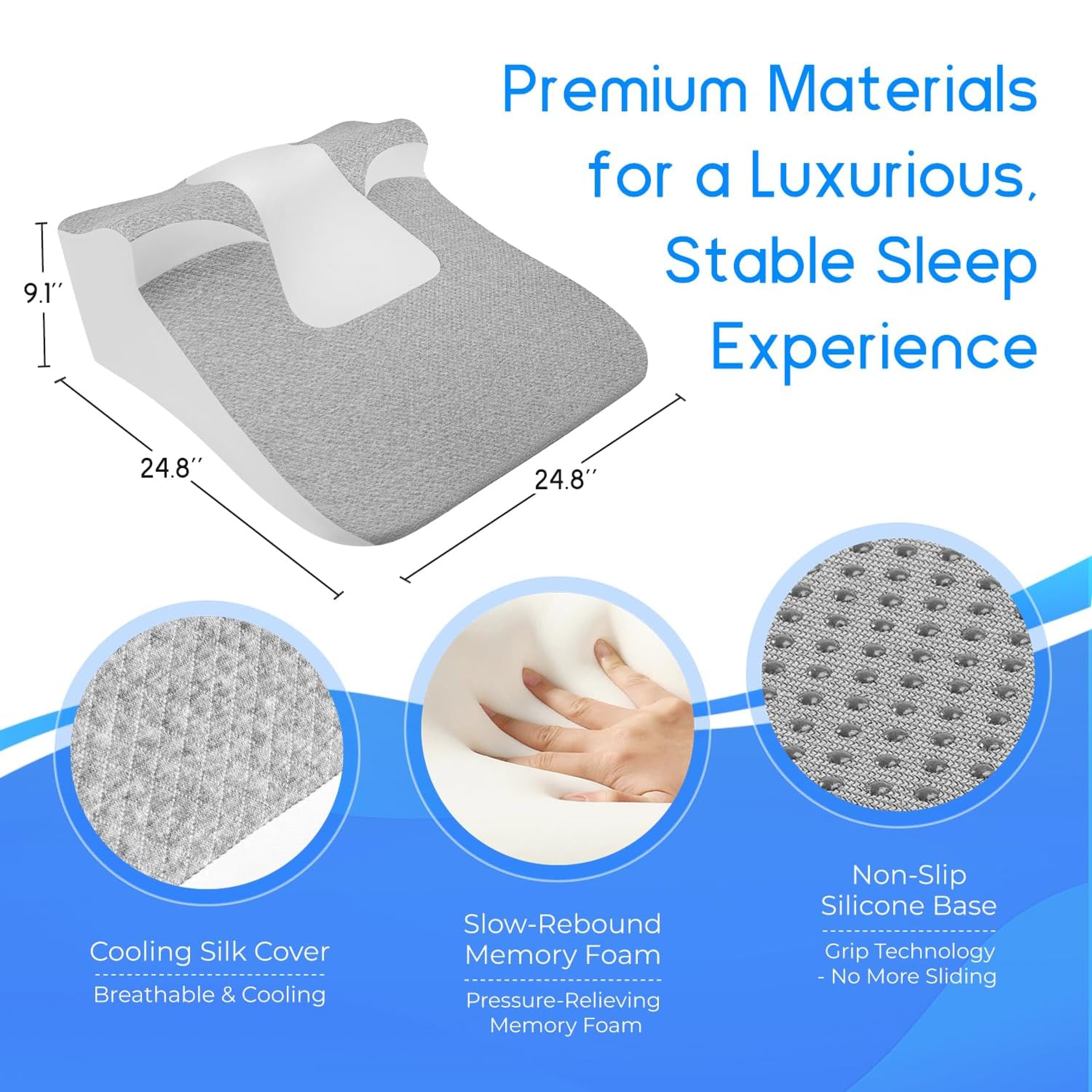 Ergonomic Bed Wedge Pillow With Memory Foam For Sleeping And Reading 5