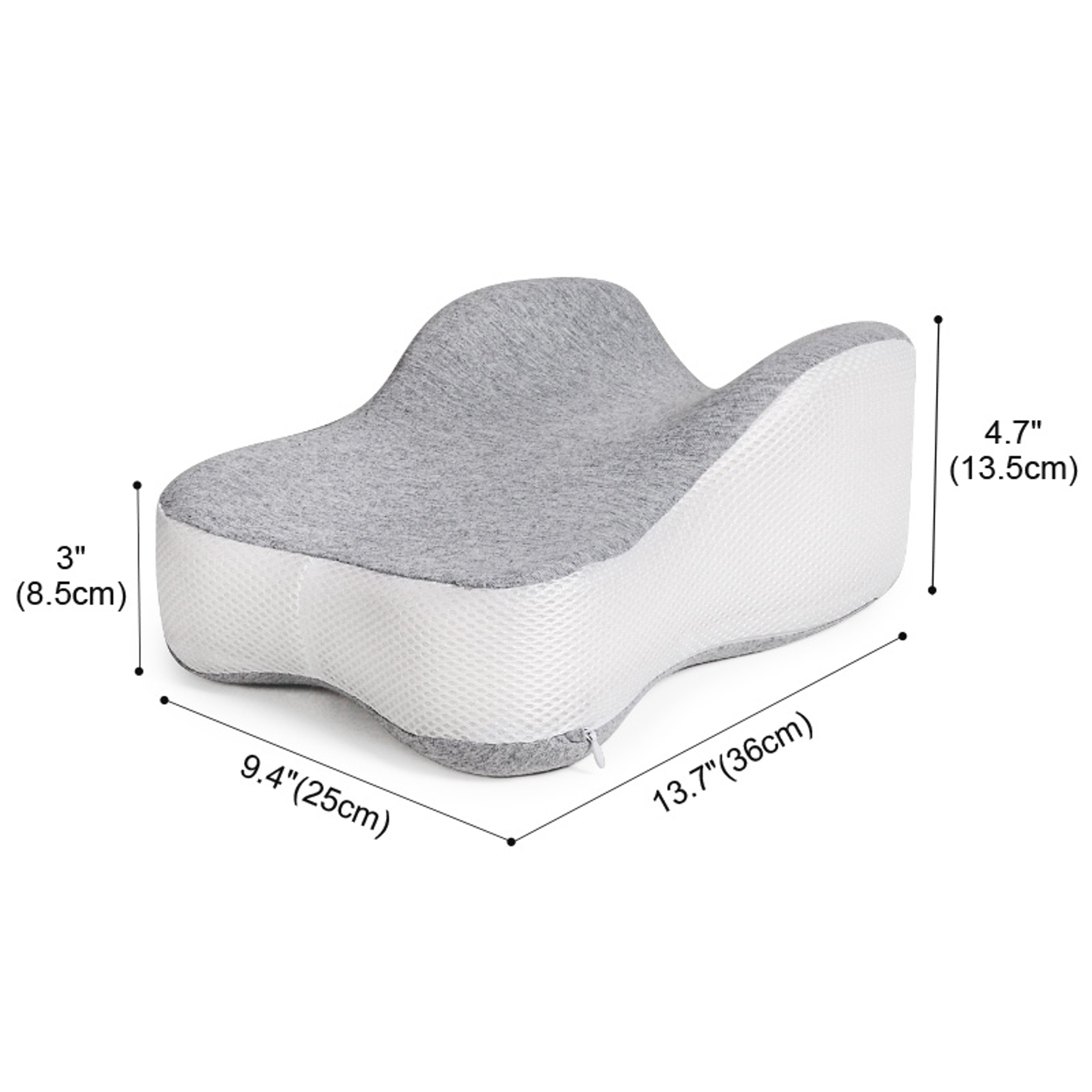 Memory Foam Knee Pillow for Side Sleepers Large Gray Leg Support Pillow – view 5