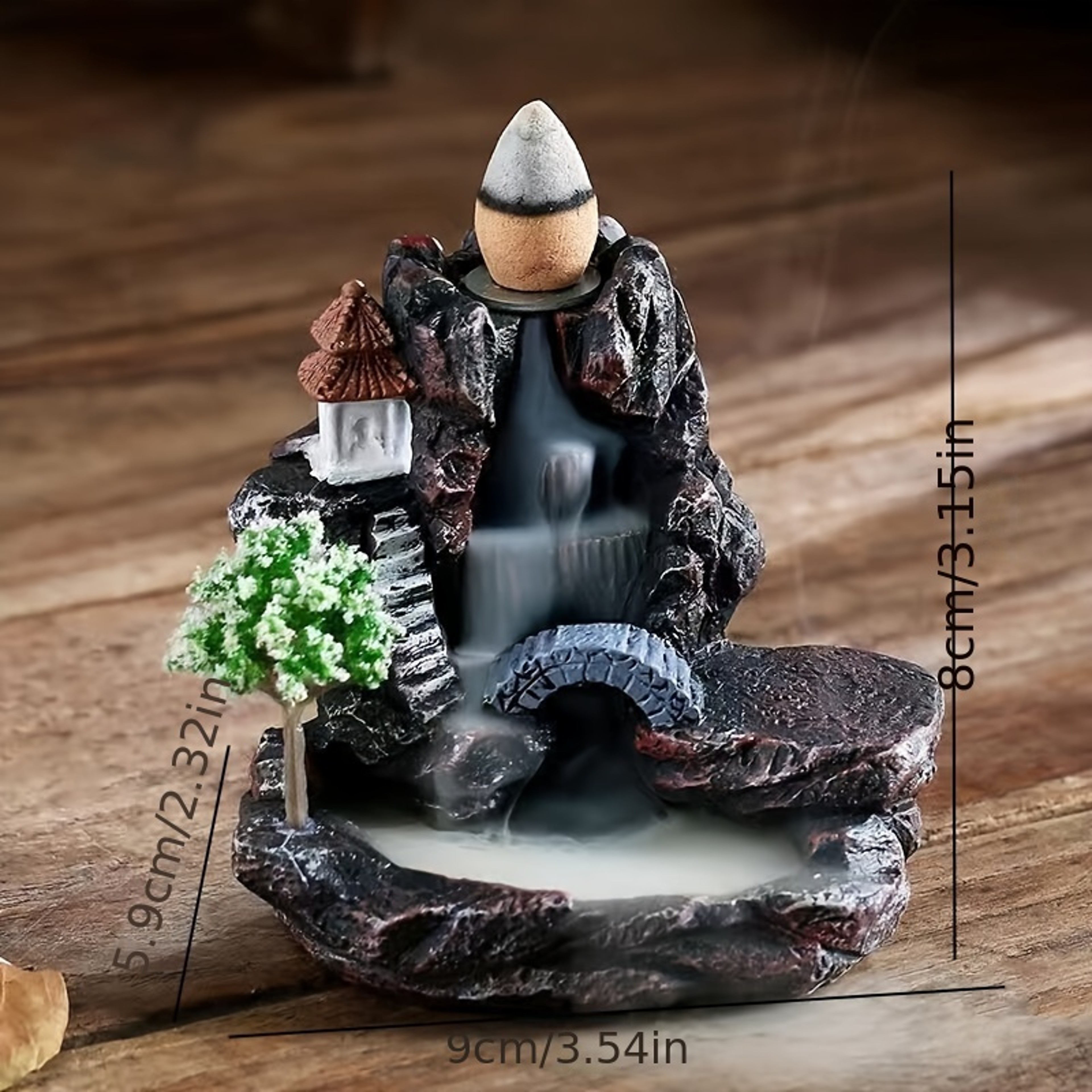 Backflow Incense Burner Waterfall Polyresin Aromatherapy Holder 1