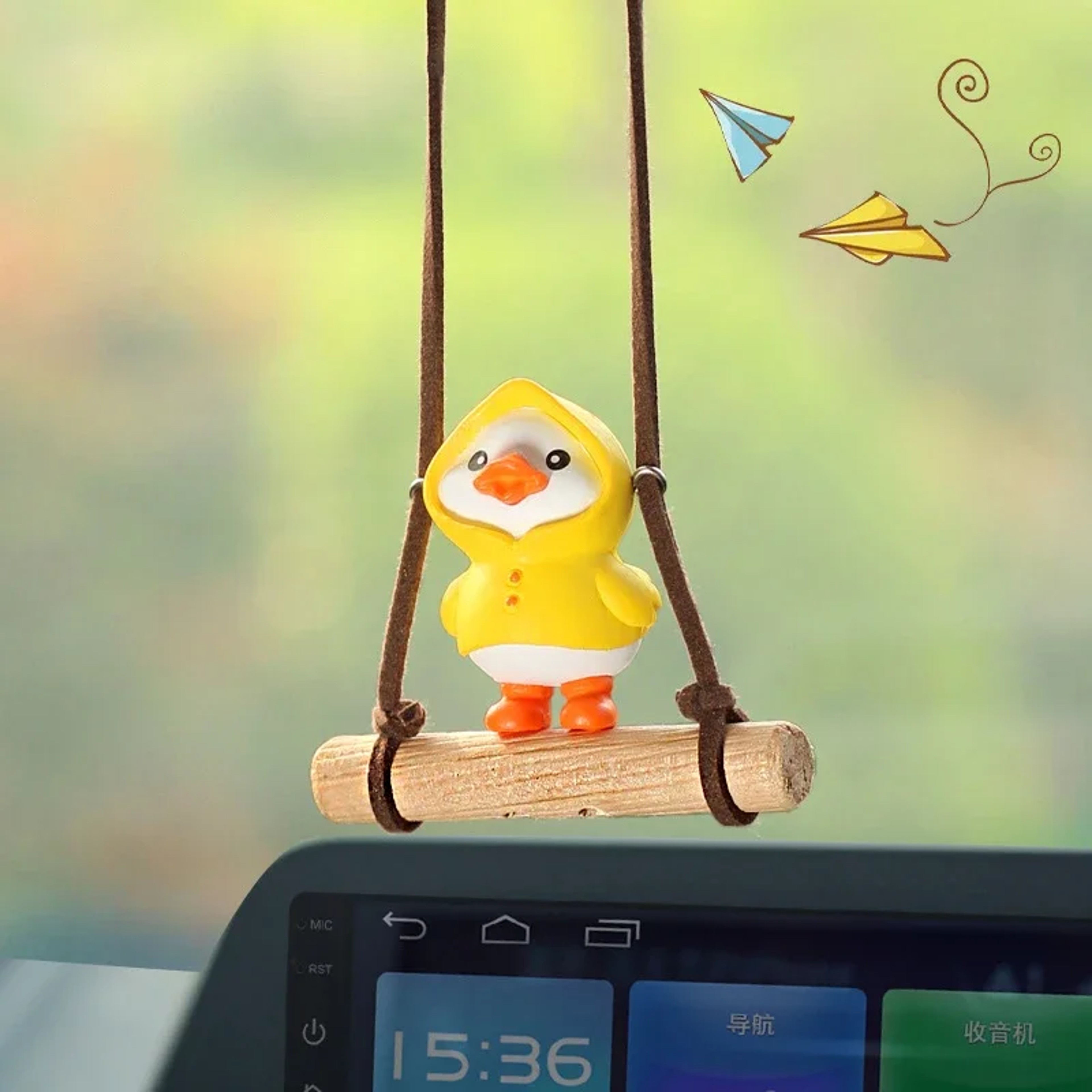 Swinging Duck Car Rearview Mirror Pendant Cute Cartoon Resin Hanging Ornament 3