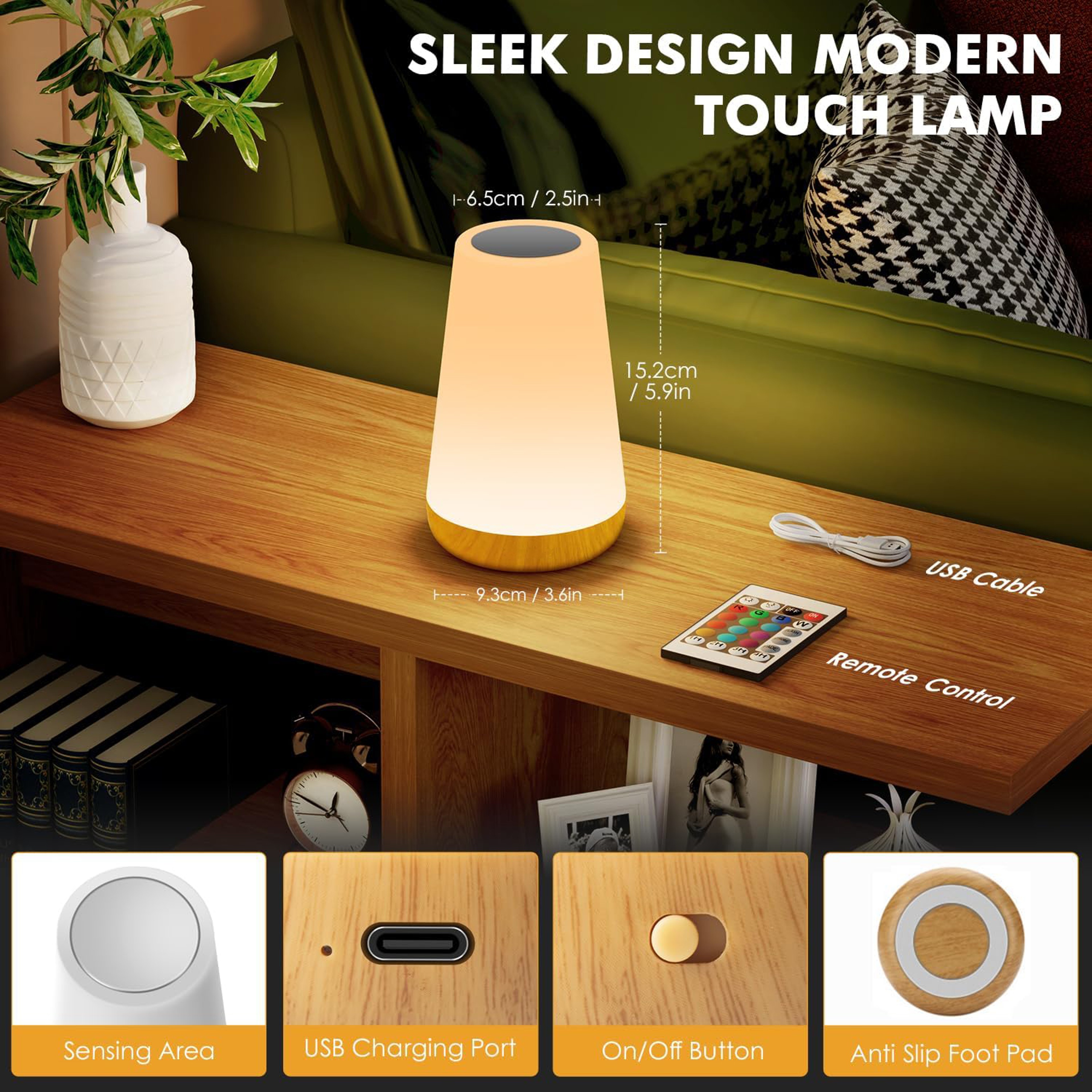 Color LED Night Light with Remote Control and USB Rechargeable Battery – view 4