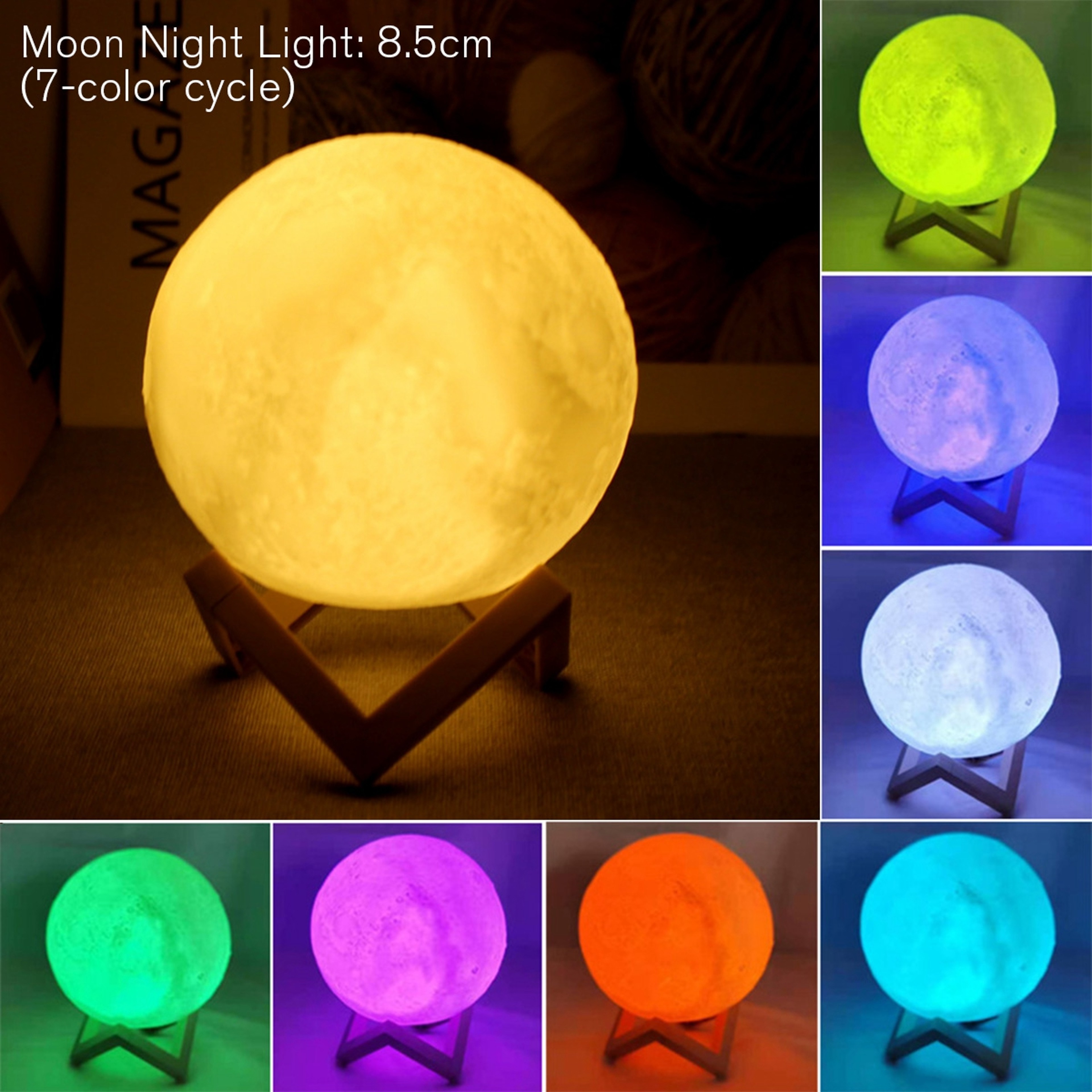 LED Moon Night Light Battery Powered Starry Lamp With Stand For Bedroom Decor 0