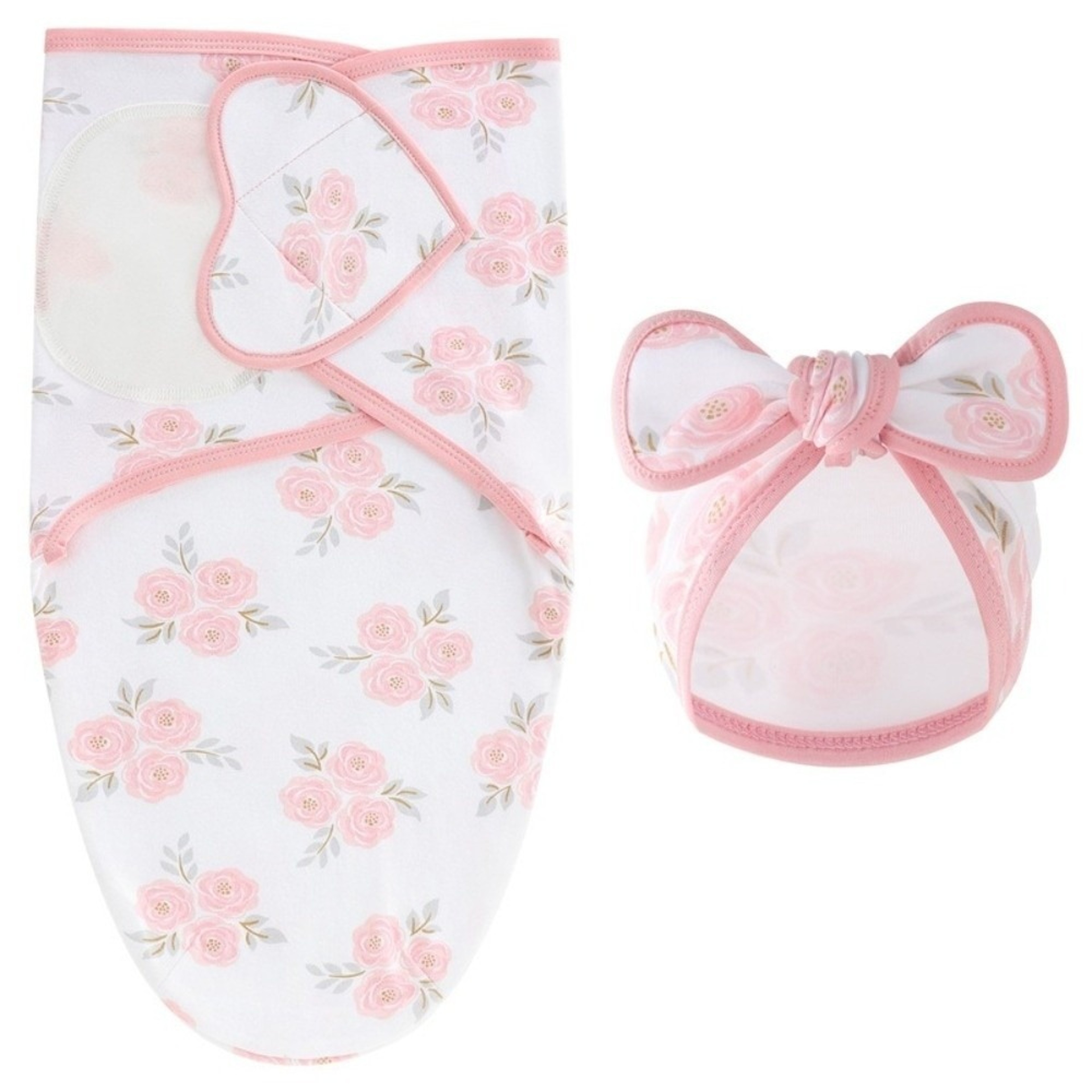 Cotton Newborn Swaddle Blanket with Bowknot Hat Floral Photography Set – view 11
