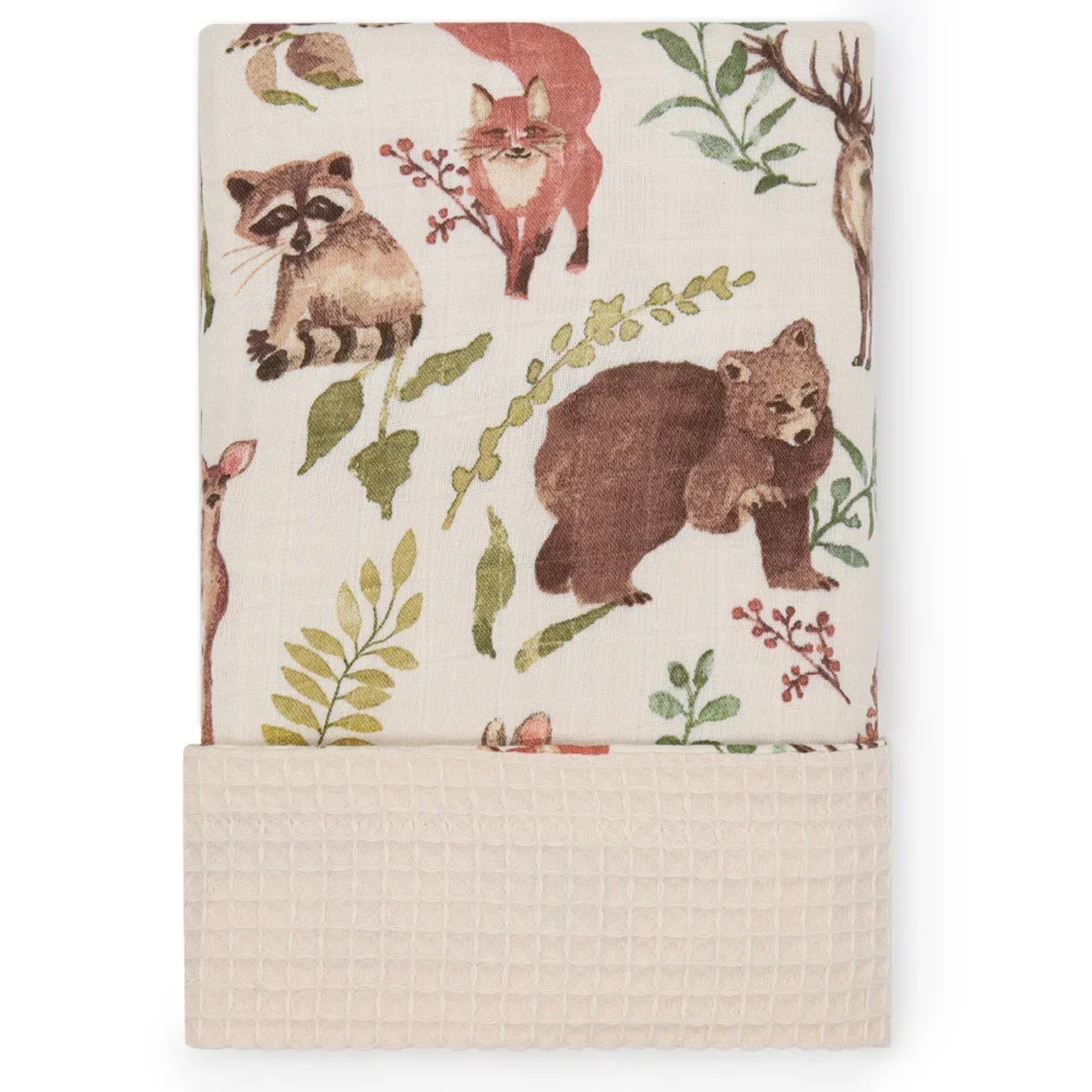 Baby Muslin Swaddle Blanket with Waffle Texture and Cartoon Print – view 13