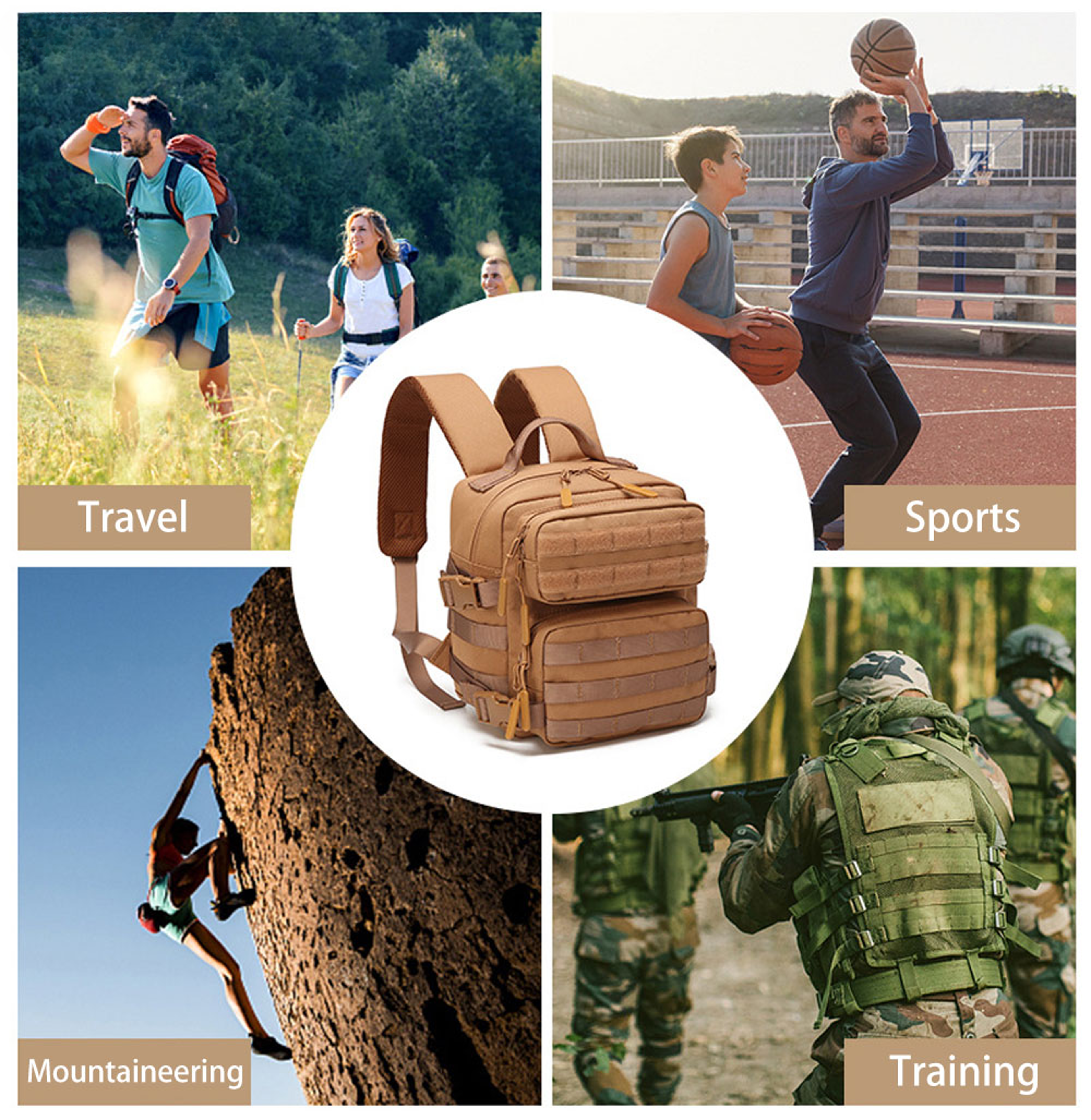 9L Sport Backpack MOLLE 3 Day Bug Out Bag Mini Outdoor Pack for Women Men EDC Camping Hiking Rucksack – view 5