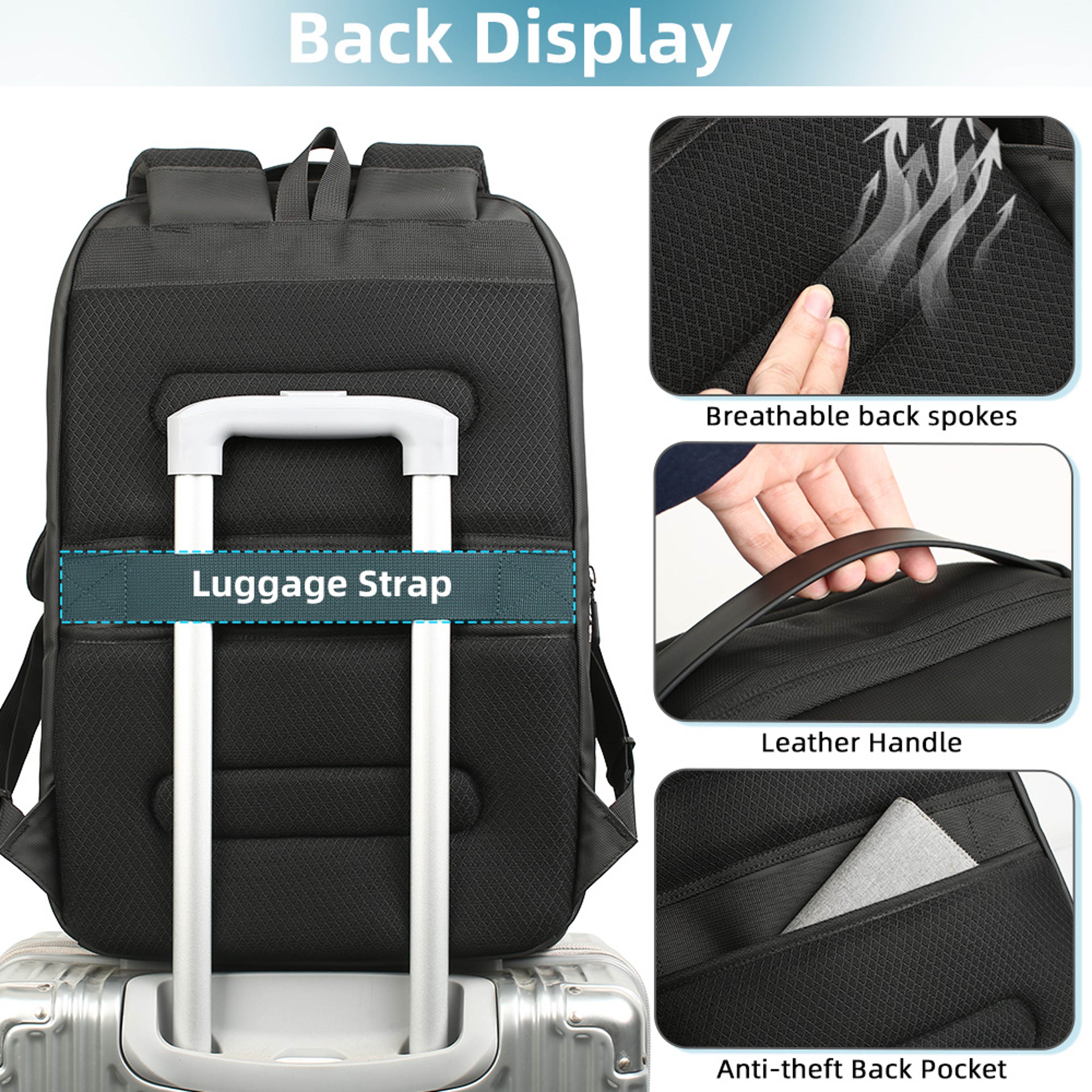 Waterproof 17.3-Inch Laptop Backpack with USB Charging Port and Anti-Theft Pocket – view 2