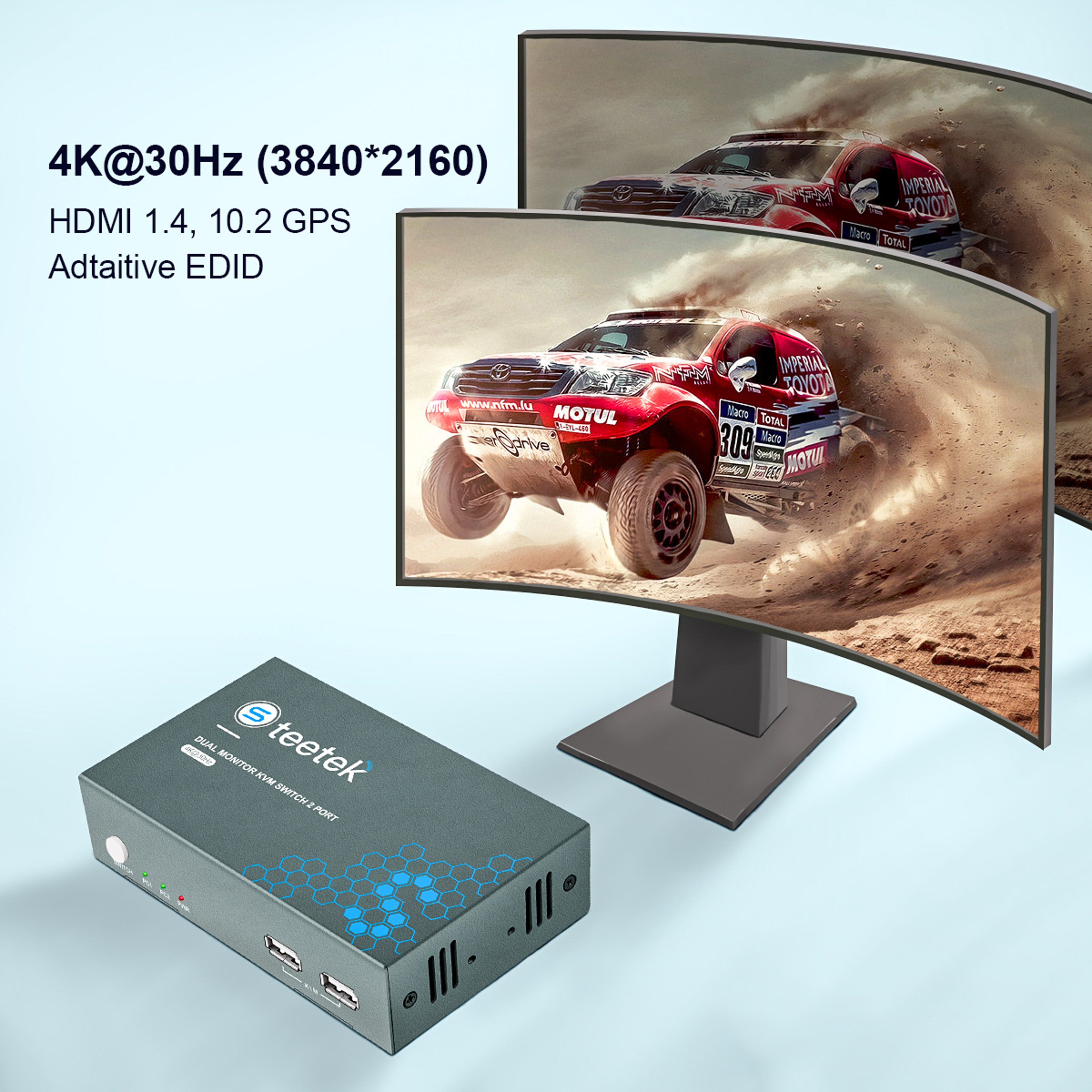 4K HDMI KVM Switch 2 In 2 Out with USB Hub and Hotkey Support – view 4