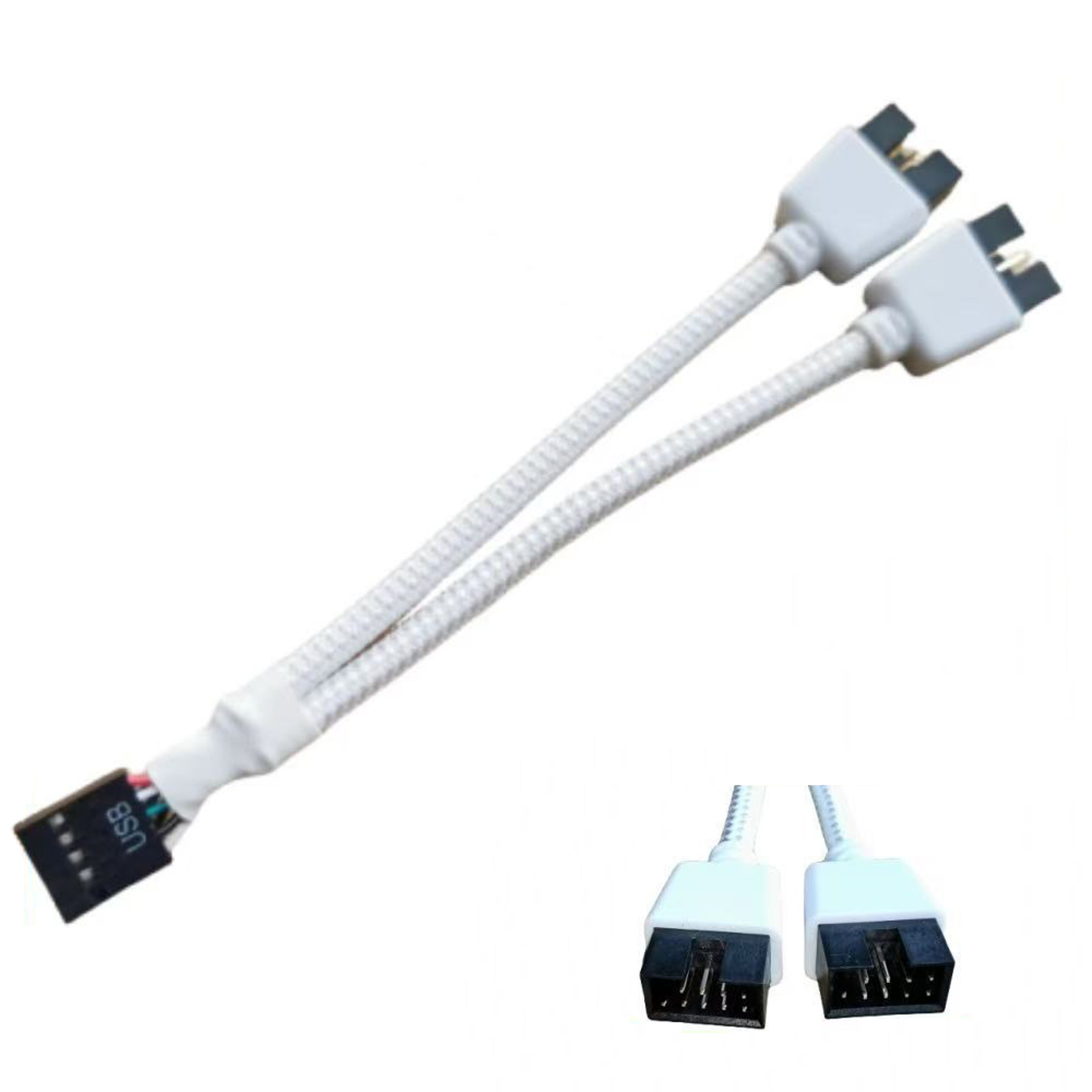 USB 9-Pin to Dual 9-Pin Splitter Cable for PC Motherboard with Braided Shielding – view 7