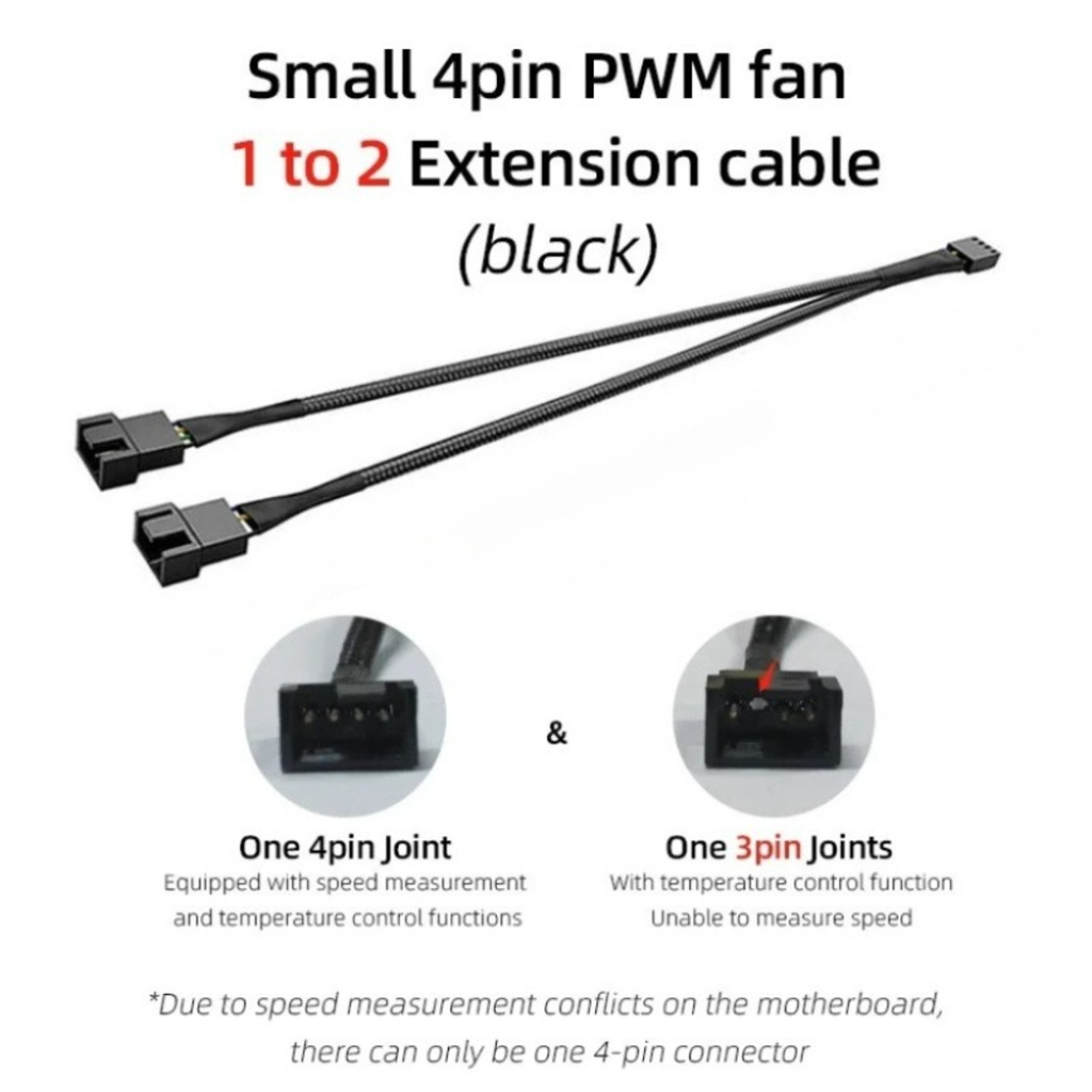 4-Pin PWM CPU Fan Splitter Extension Cable 1-to-1 1-to-2 1-to-3 1-to-4 – view 4