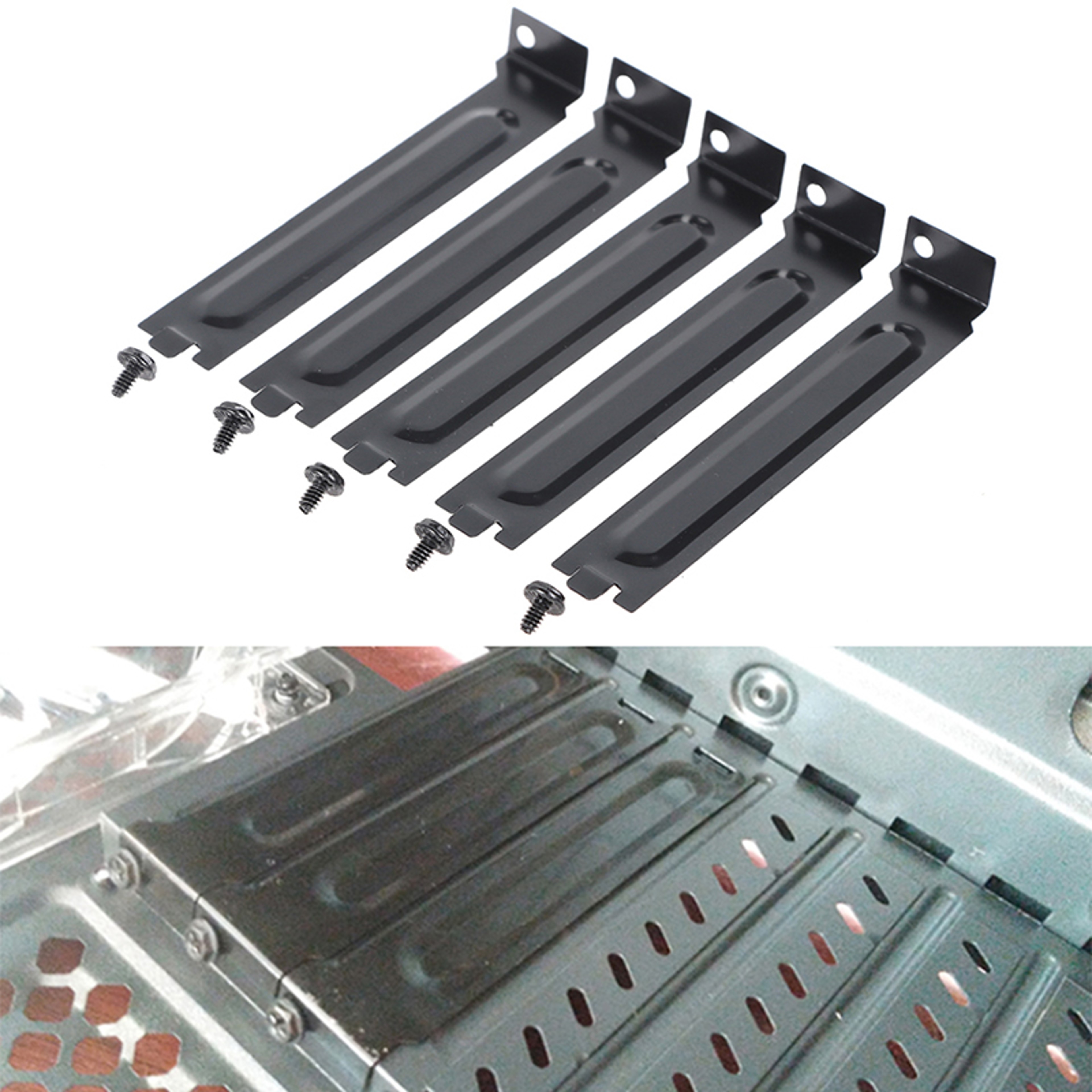 Computer Case PCI Slot Cover Bracket for 5 Expansion Slots with Dust Filter Pressure Plate – view 1