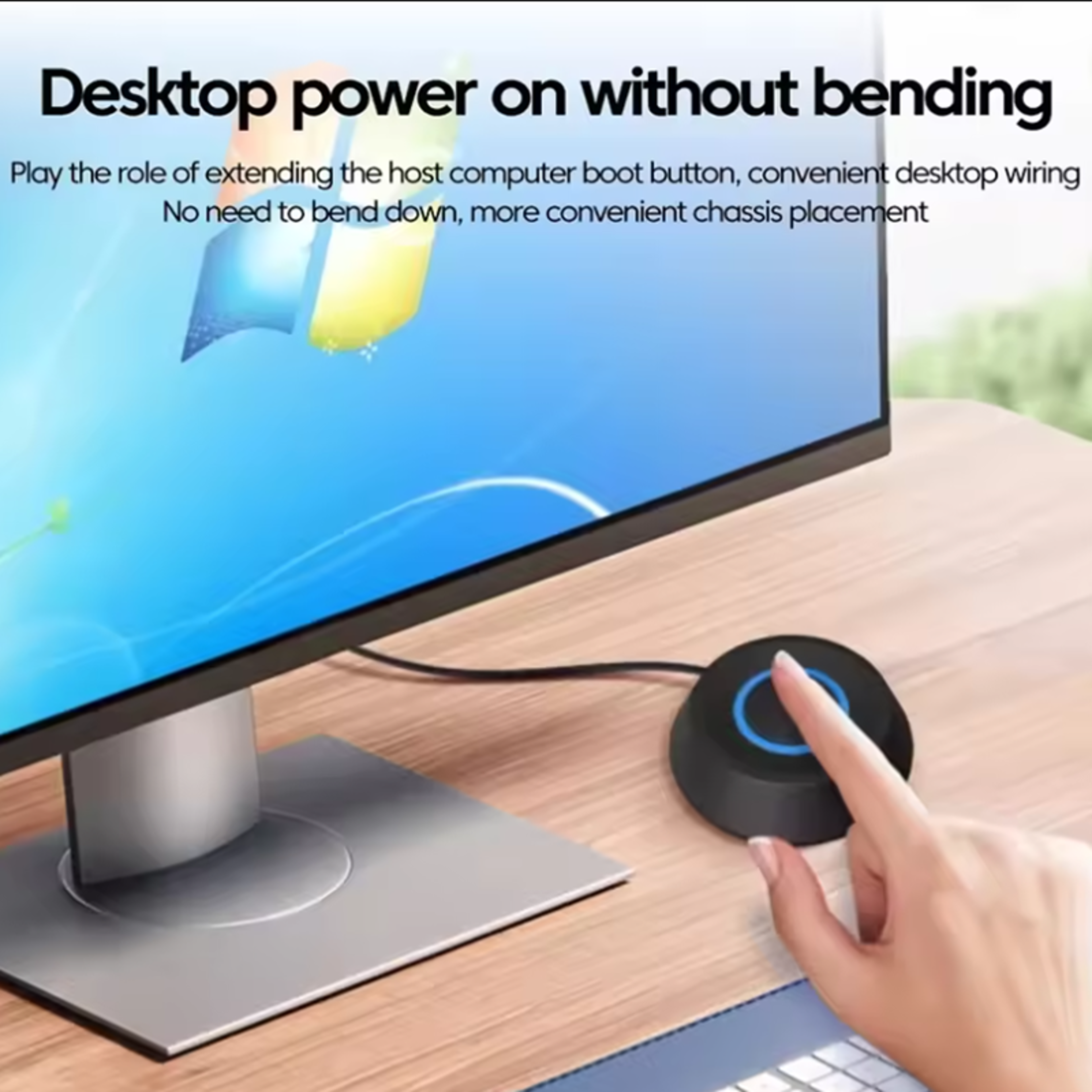 External Desktop PC Power Button Switch With LED Lights And Extension Cable 3