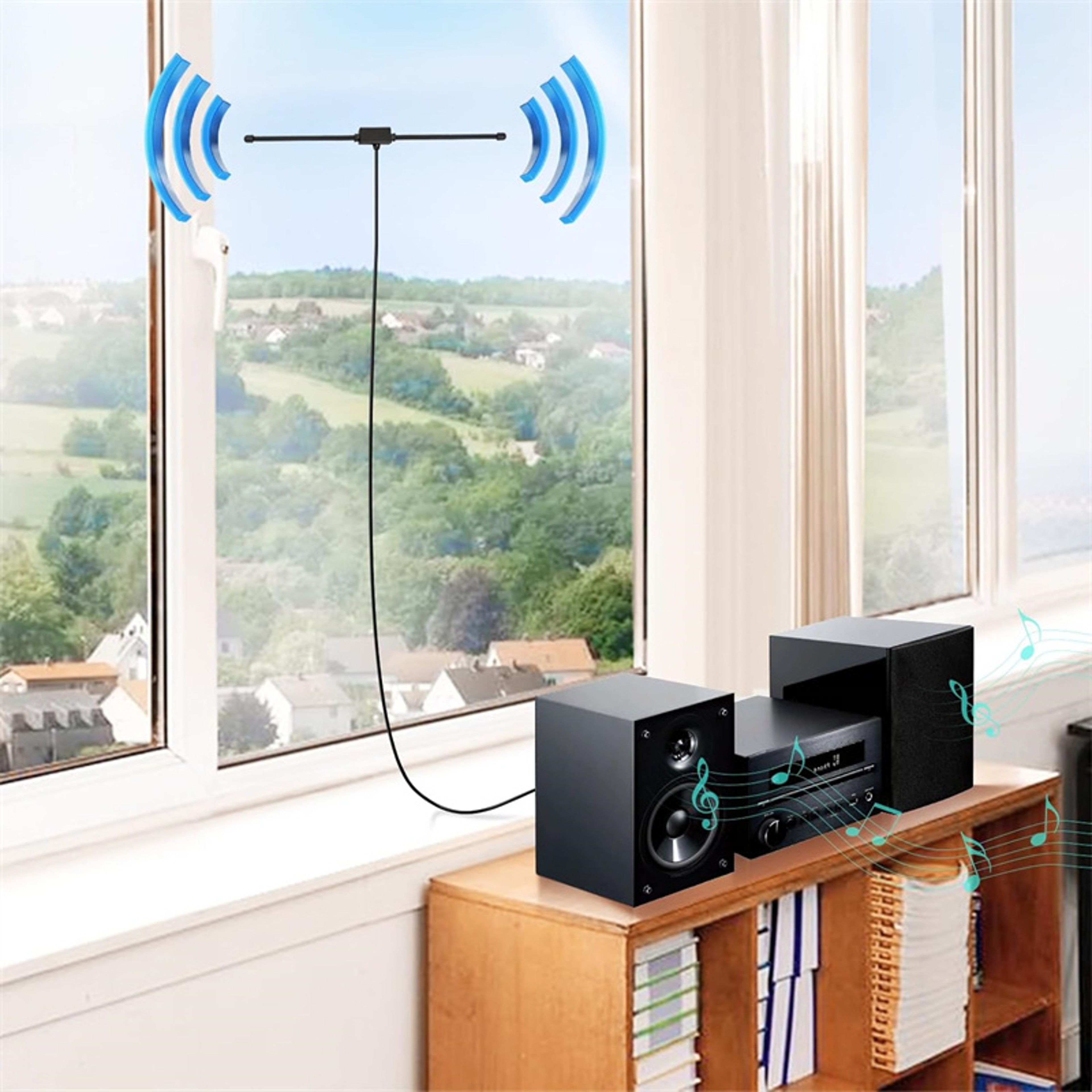 FM Radio Antenna with 75 Ohm F Female Connector and 3.5mm Mono Connection – view 5
