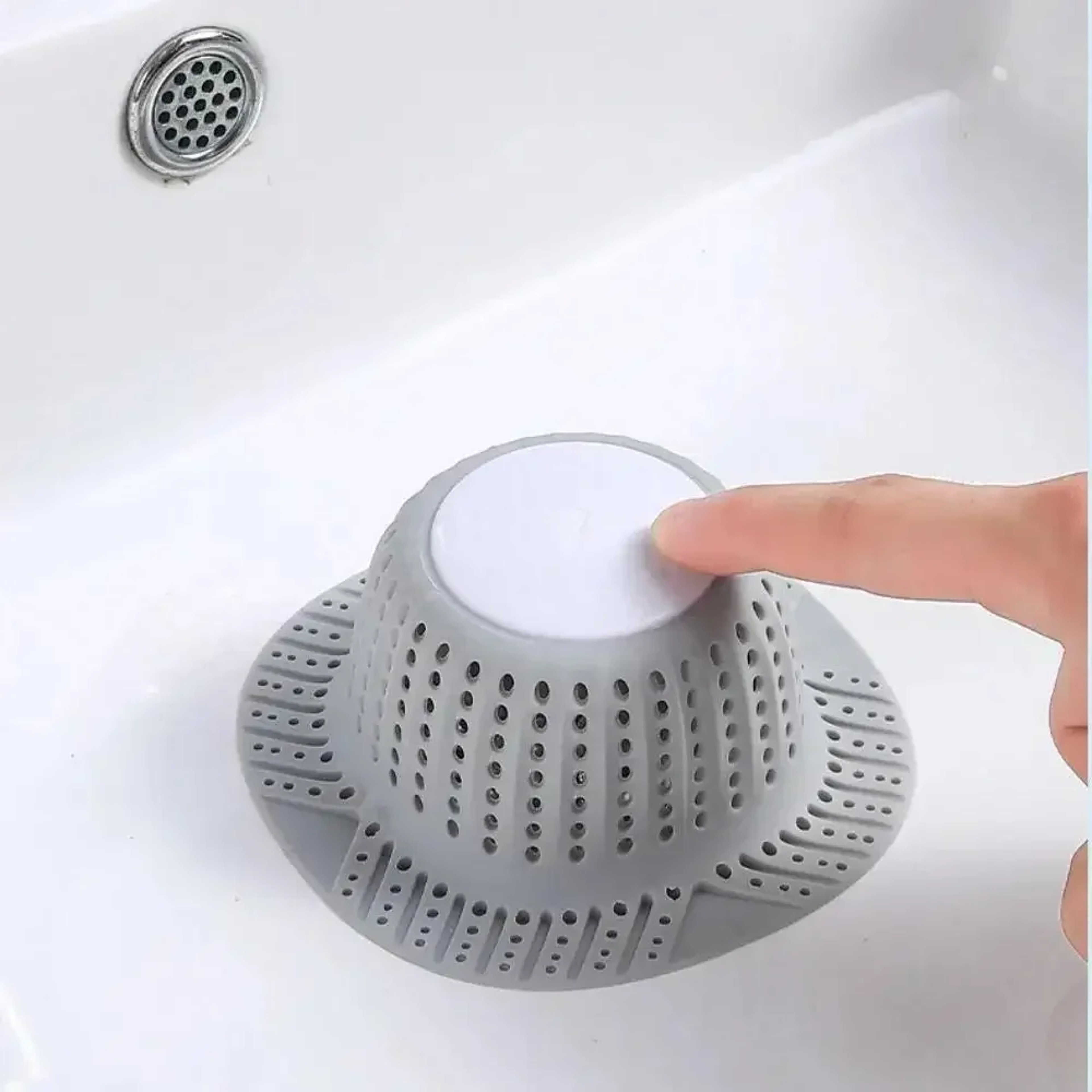 Bathtub Drain Hair Catcher Collapsible PVC Shower and Sink Drain Protector – view 2