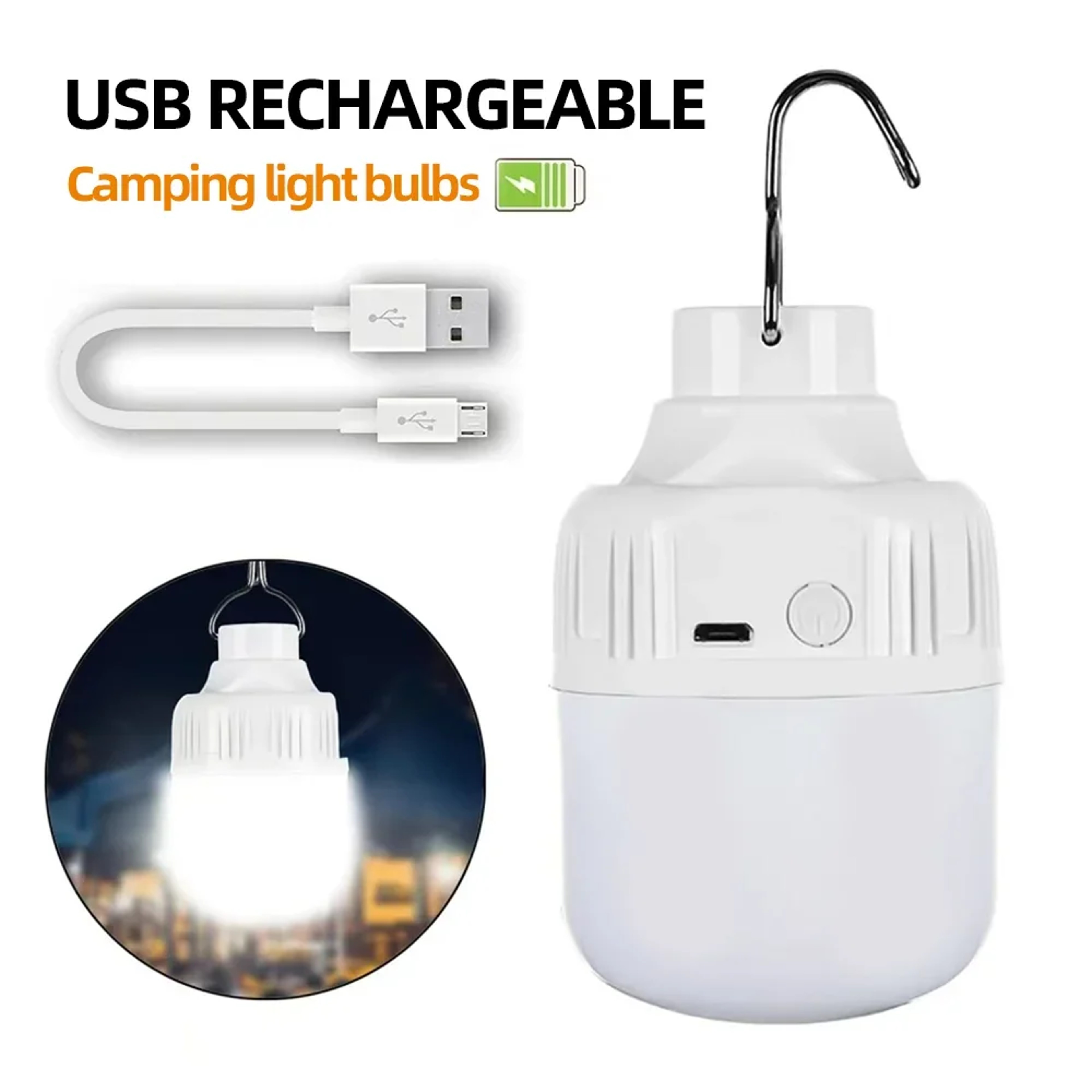 USB Rechargeable LED Camping Light Bulb With 3 Lighting Modes 2