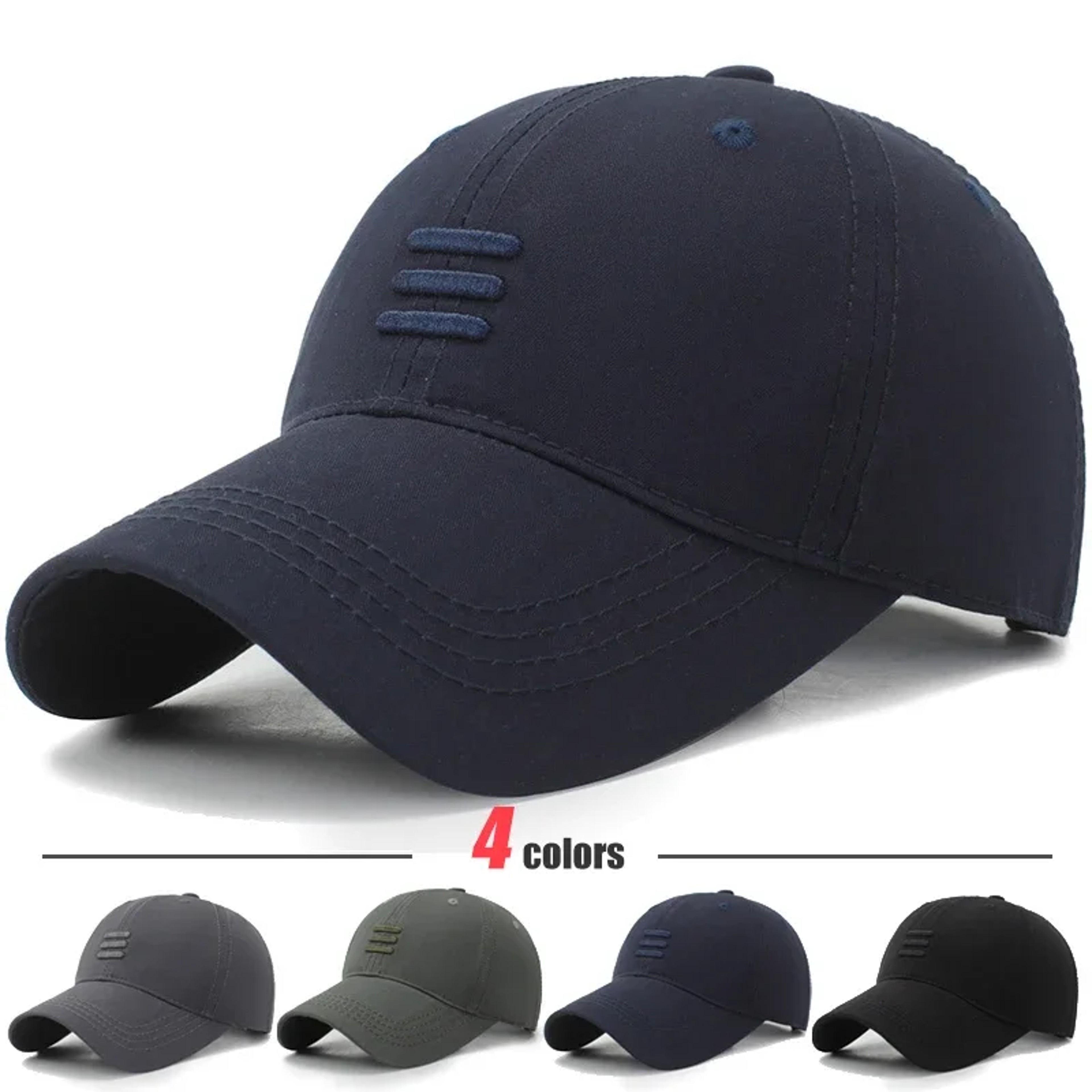Unisex Cotton Baseball Cap with Three-Stripe Design for Casual Outdoor Wear – view 1