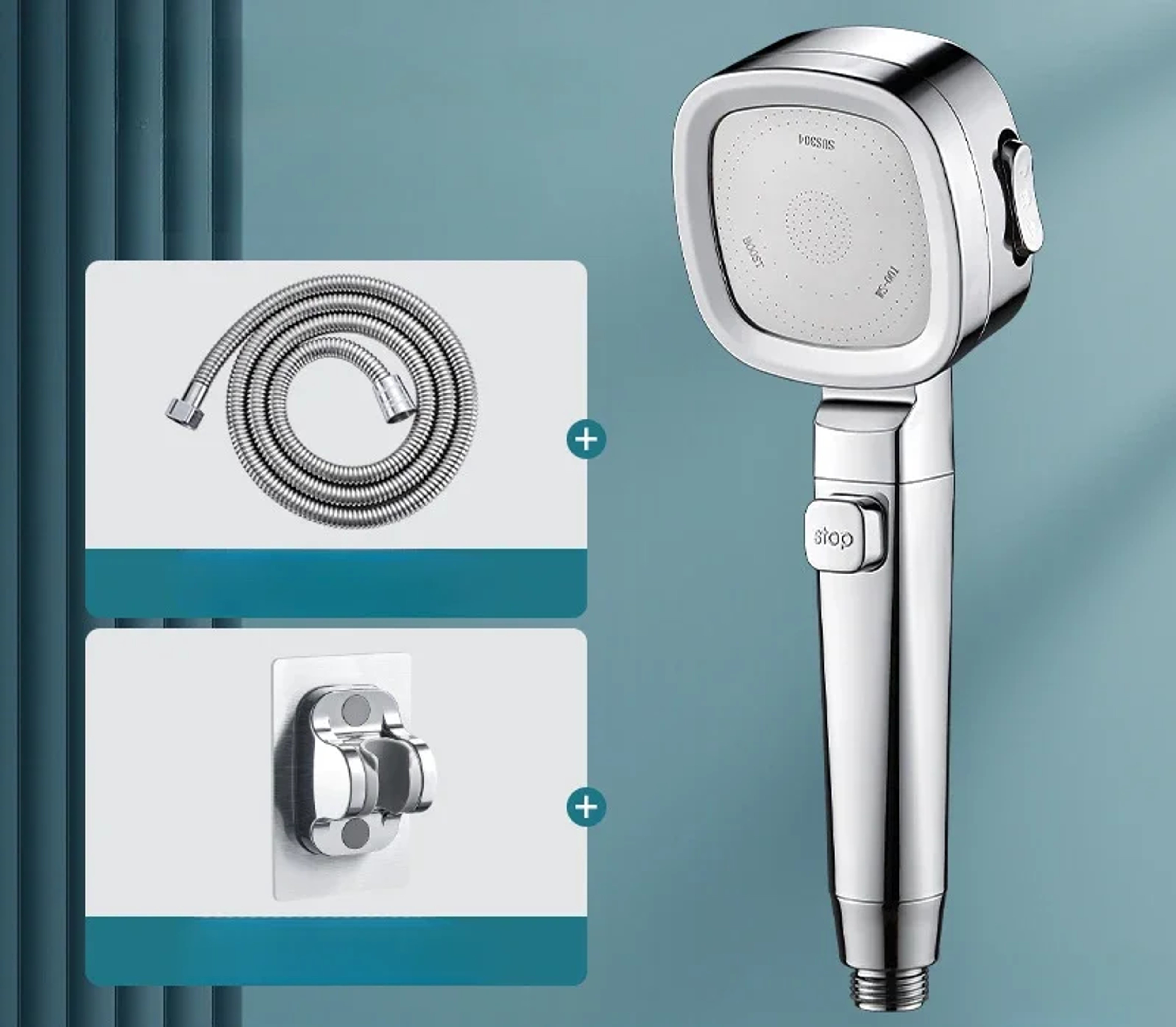 High Pressure Handheld Shower Head With Spray Modes And One Touch Water Stop 7
