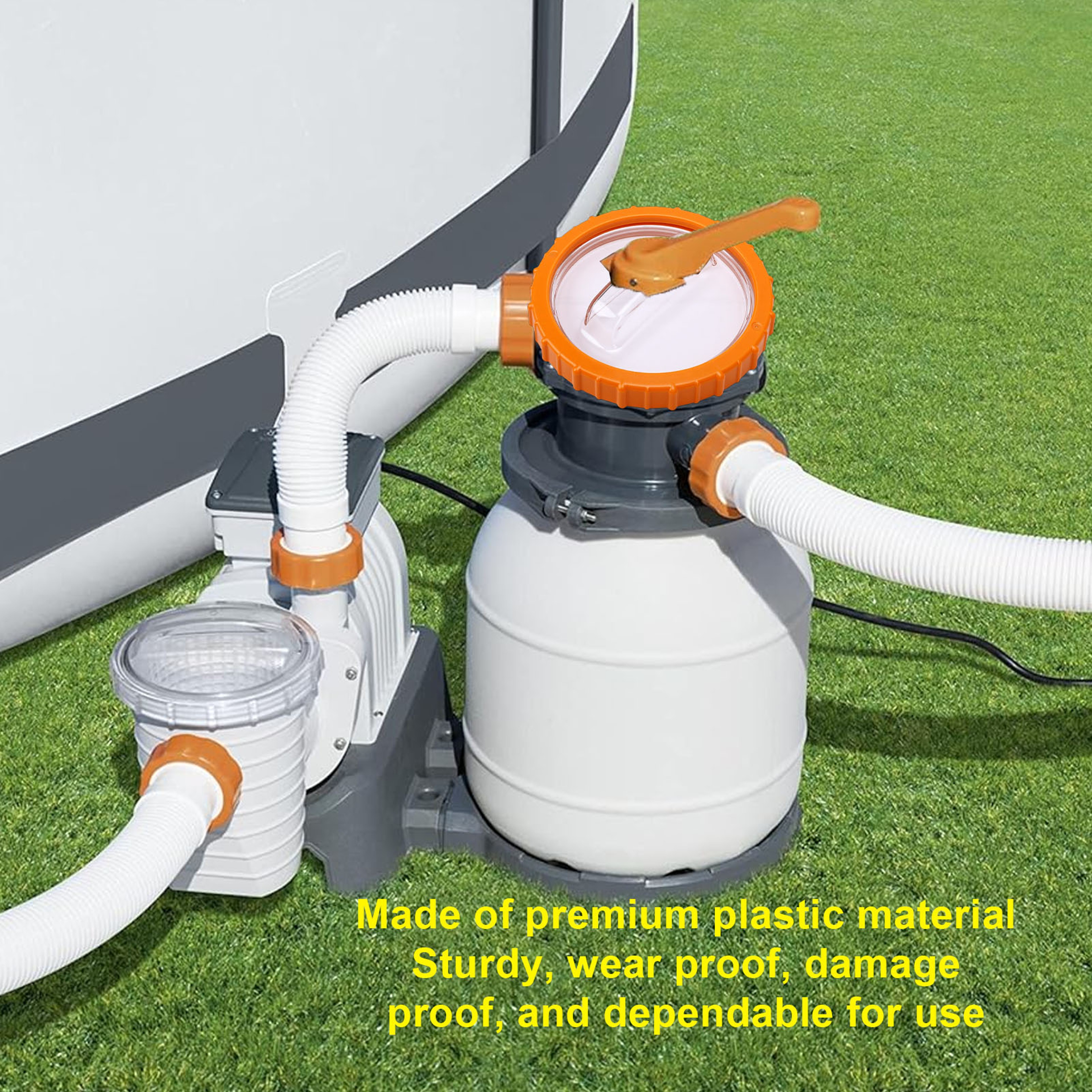 Pool Sand Filter Pump Replacement Cover with Orange Nut and Clear Lid – view 5