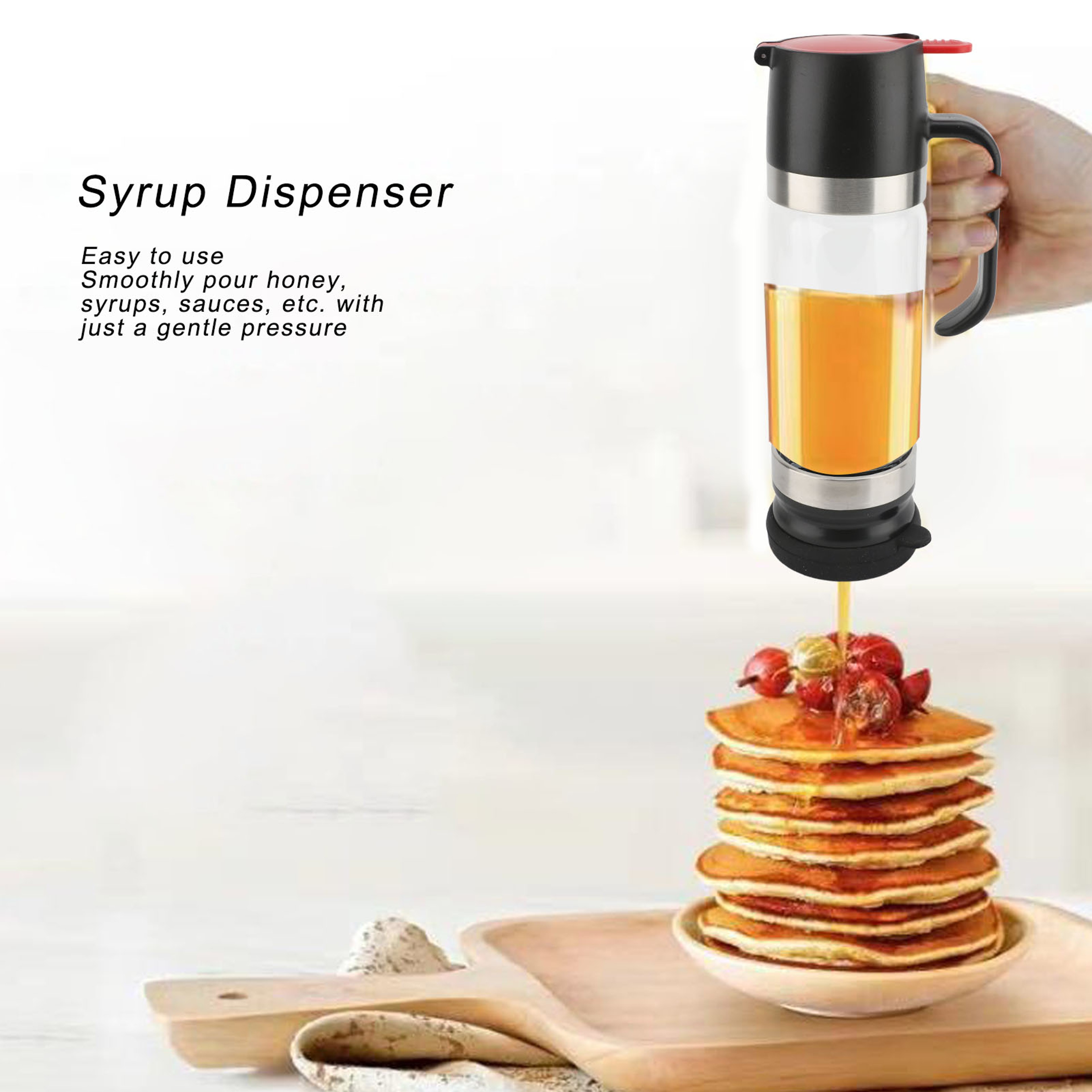 Glass Honey Dispenser with Handle and Drip-Resistant Design – view 3