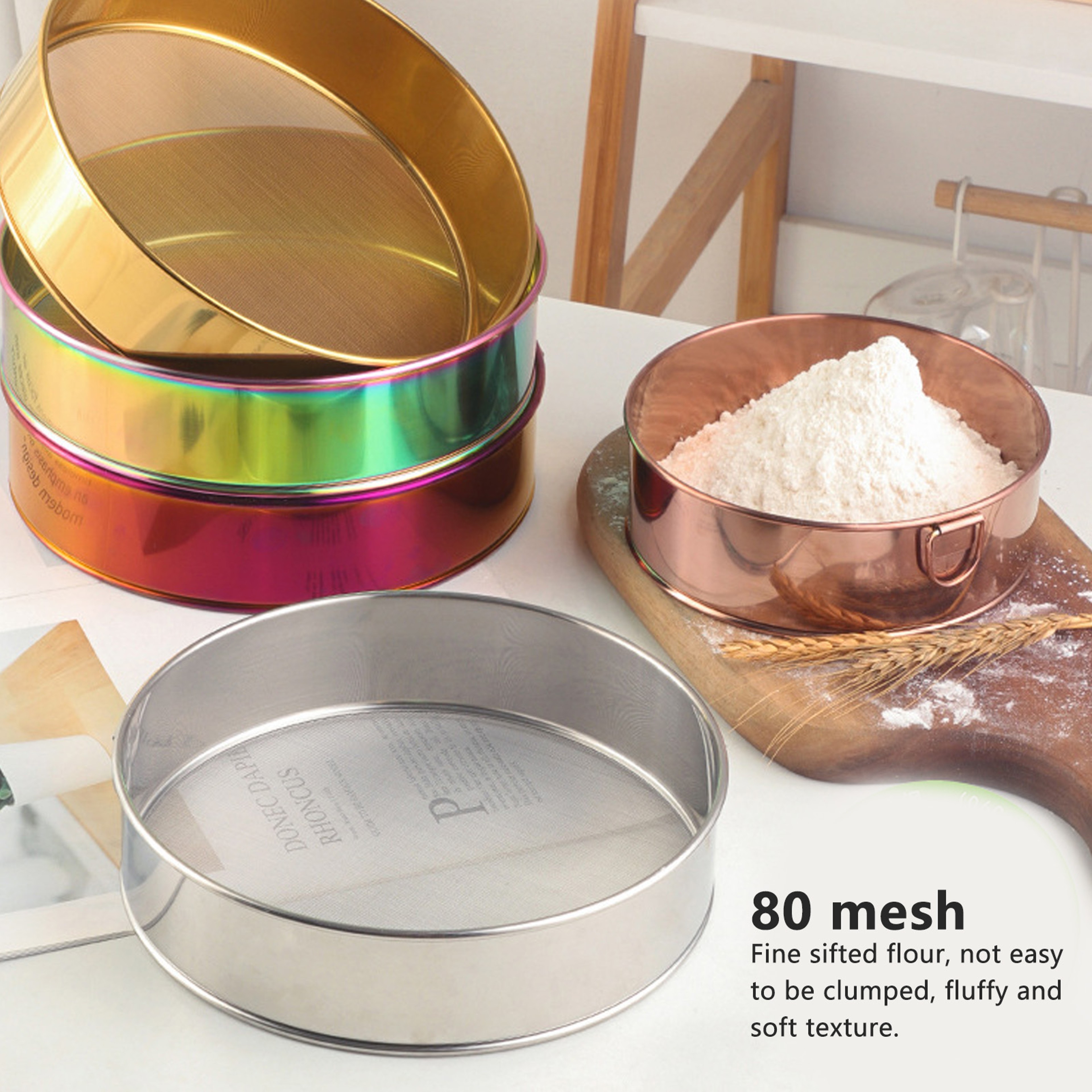 Mesh Round Flour Sifter – 304 Stainless Steel Fine Mesh Strainer – view 4